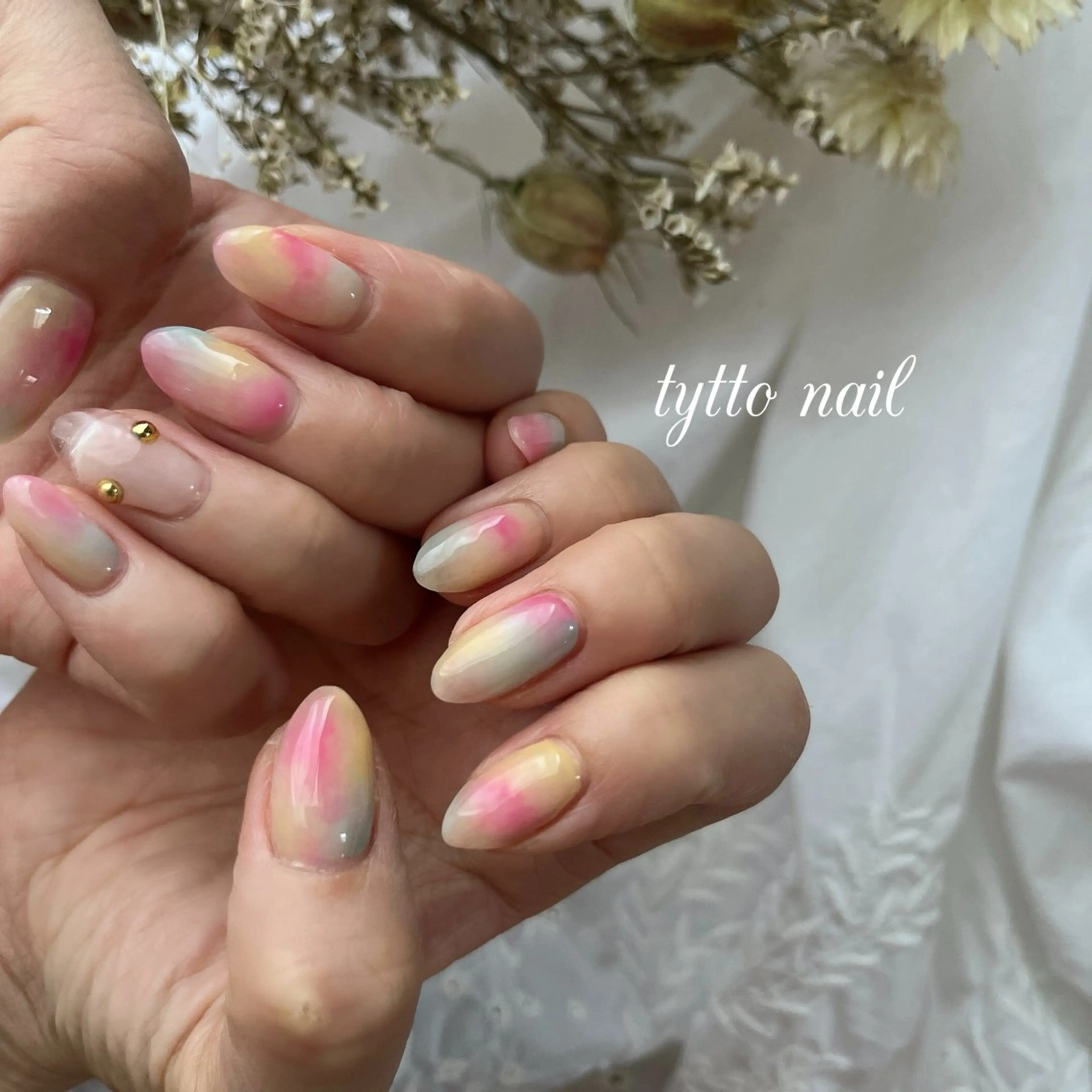 ネイル クリアネイル フレンチネイル ガーリー ニュアンスネイル パステルネイル ハンドネイル tytto nail ❤︎‪‪eri‪‪のネイルデザイン