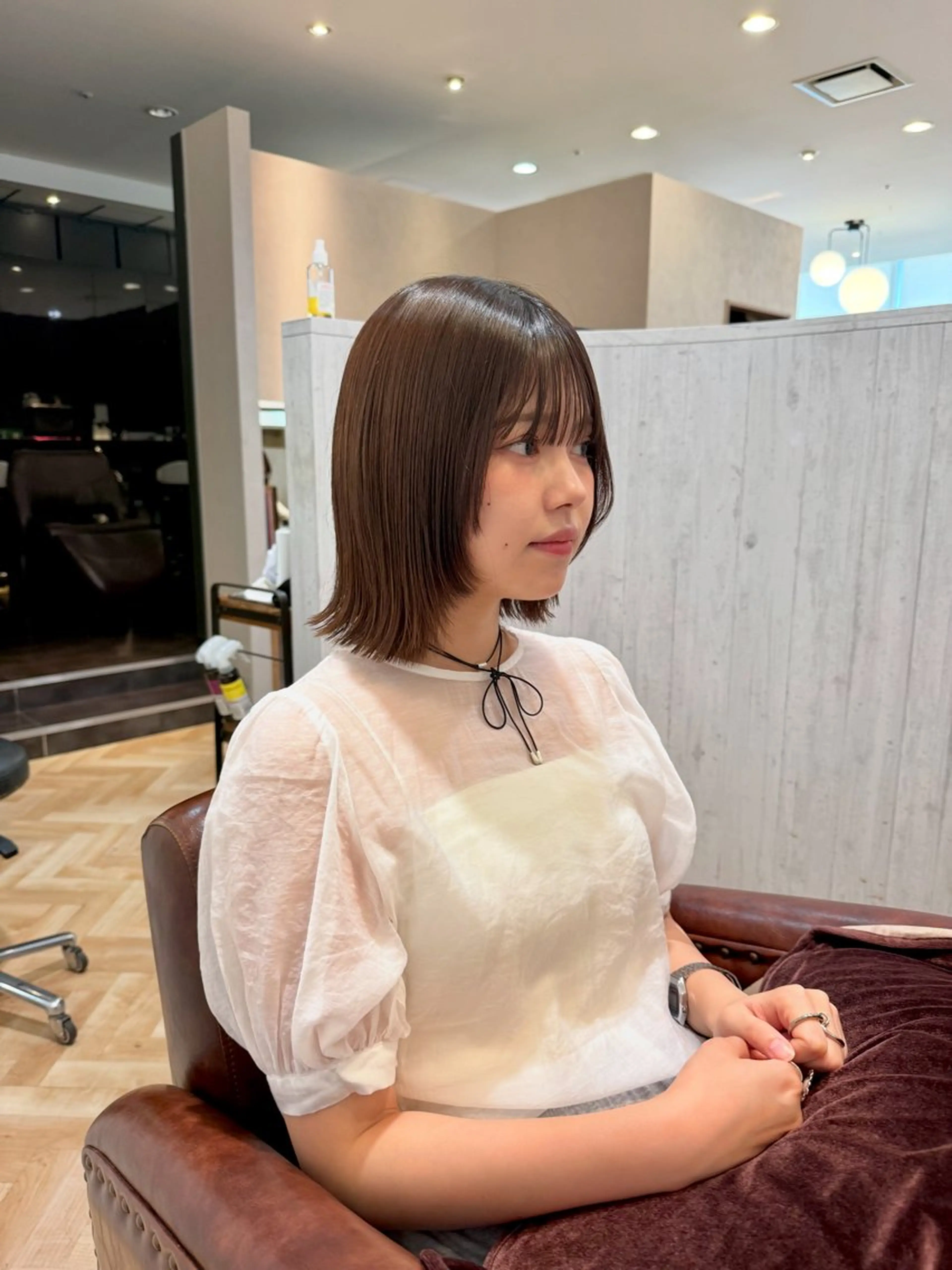ミディアム ボブレイヤー ボブ 顔まわりレイヤー 顔周りカット レイヤーカット airi カットモデル募集中◎のヘアスタイル