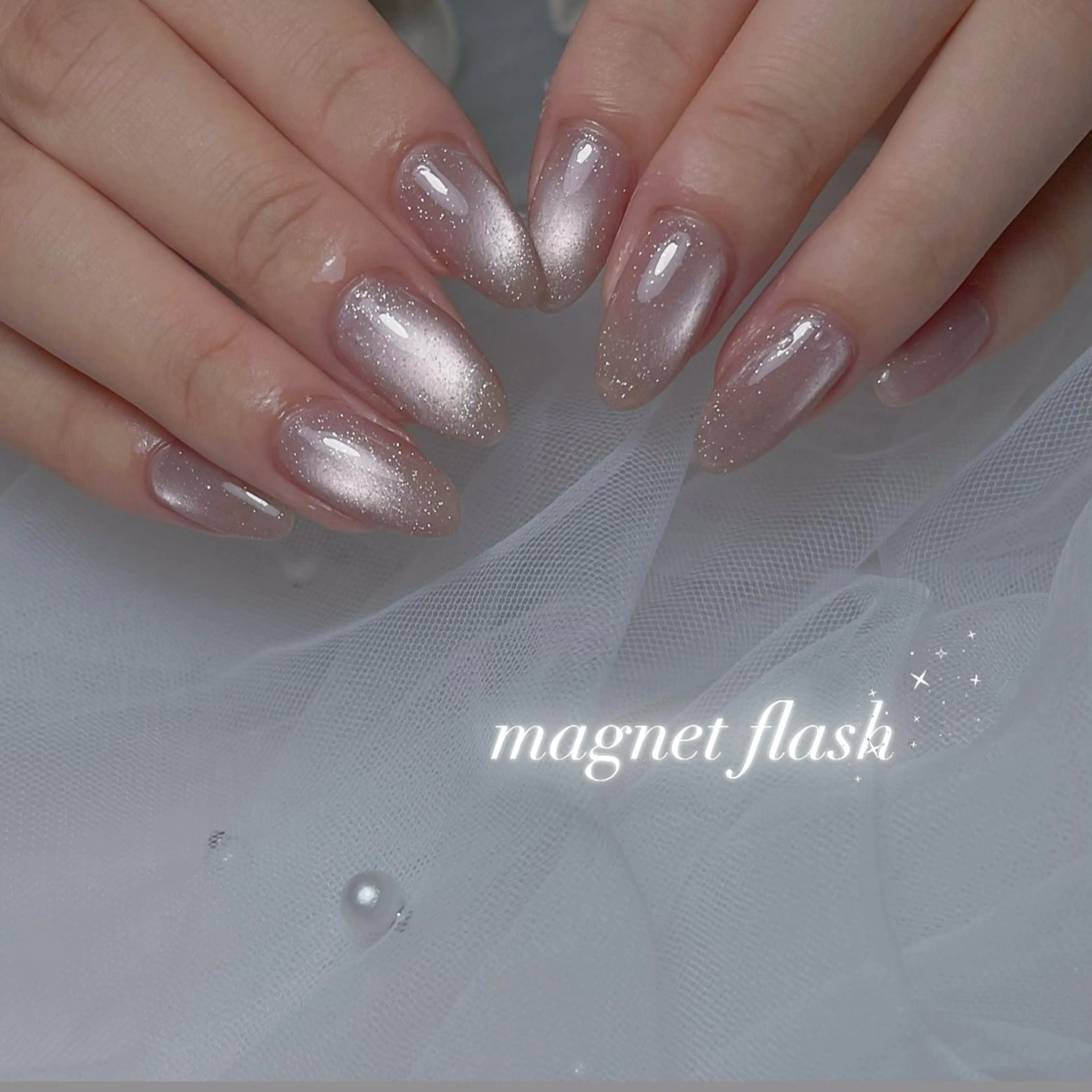 ネイル 長さ出し フラッシュネイル ジェルネイル 韓国ネイル マグネットネイル ハンドネイル RE SALONのネイルデザイン