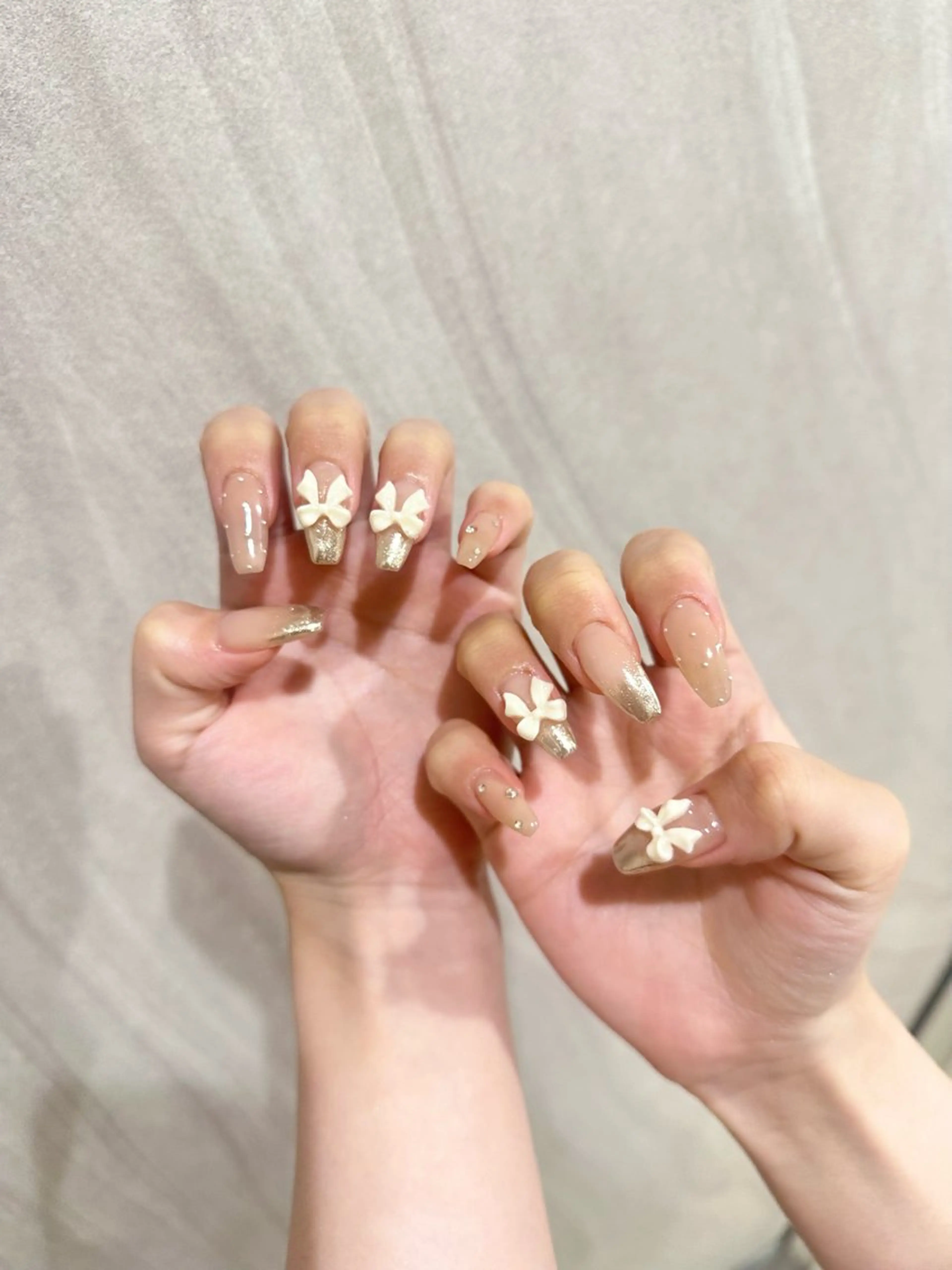 ネイル ガーリー リボン ハンドネイル ハンドケア 🎀 peTiT Rino 🎀のネイルデザイン