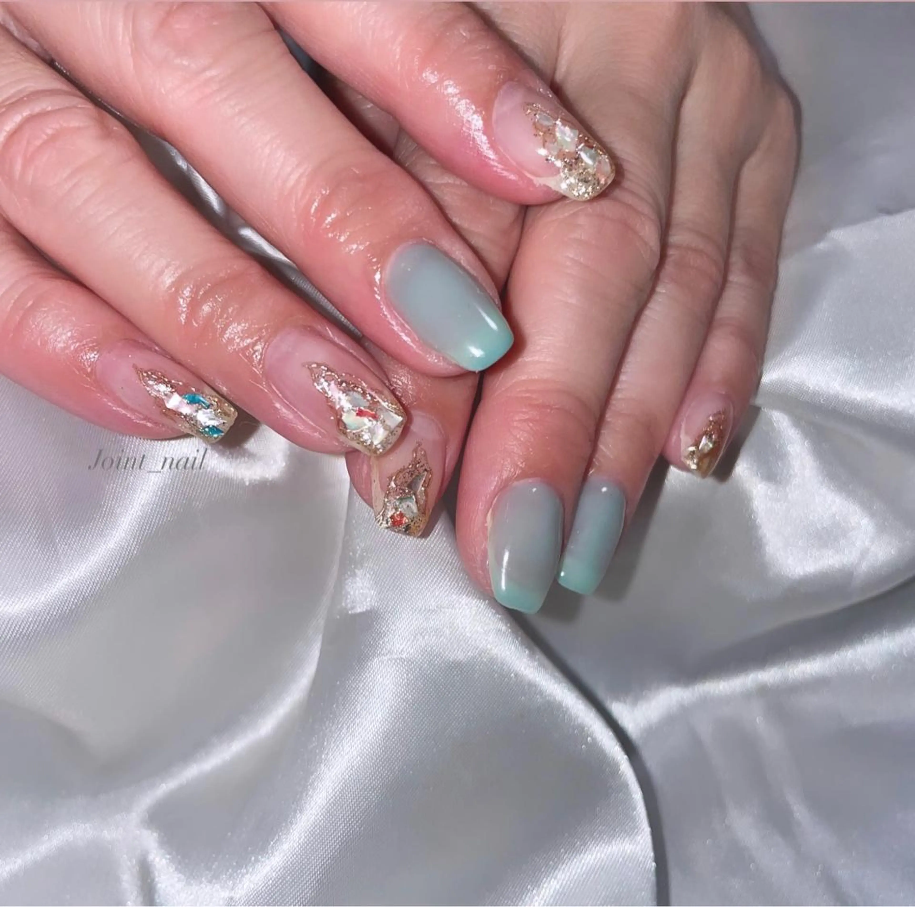 ネイル ブルー ハンドネイル Joint_ nailのネイルデザイン