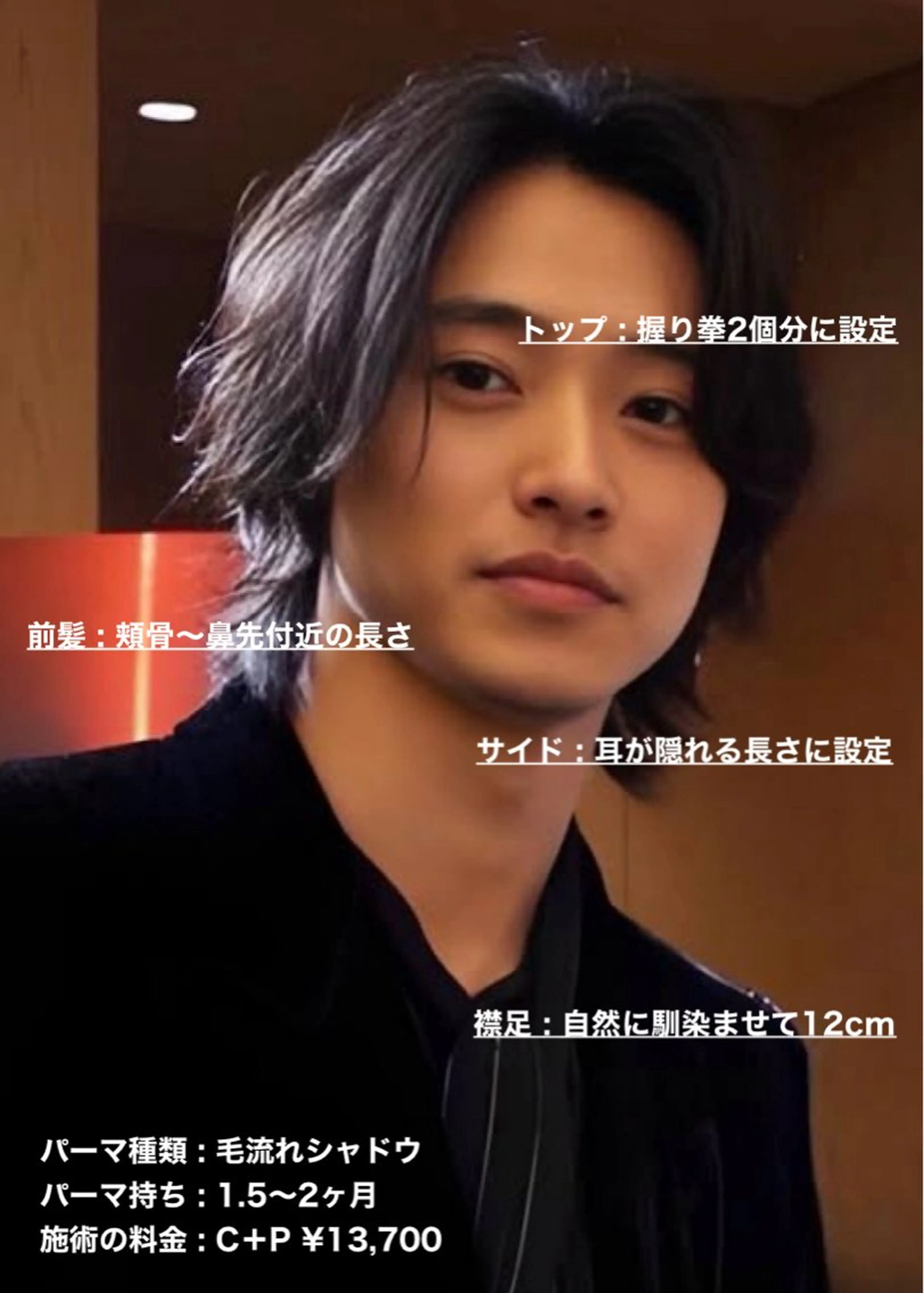 ミディアム パーマ メンズ ミディアムパーマ ビジネス センターパート メンズパーマ メンズウルフカット masahiro 波巻きシャドウパーマのヘアスタイル