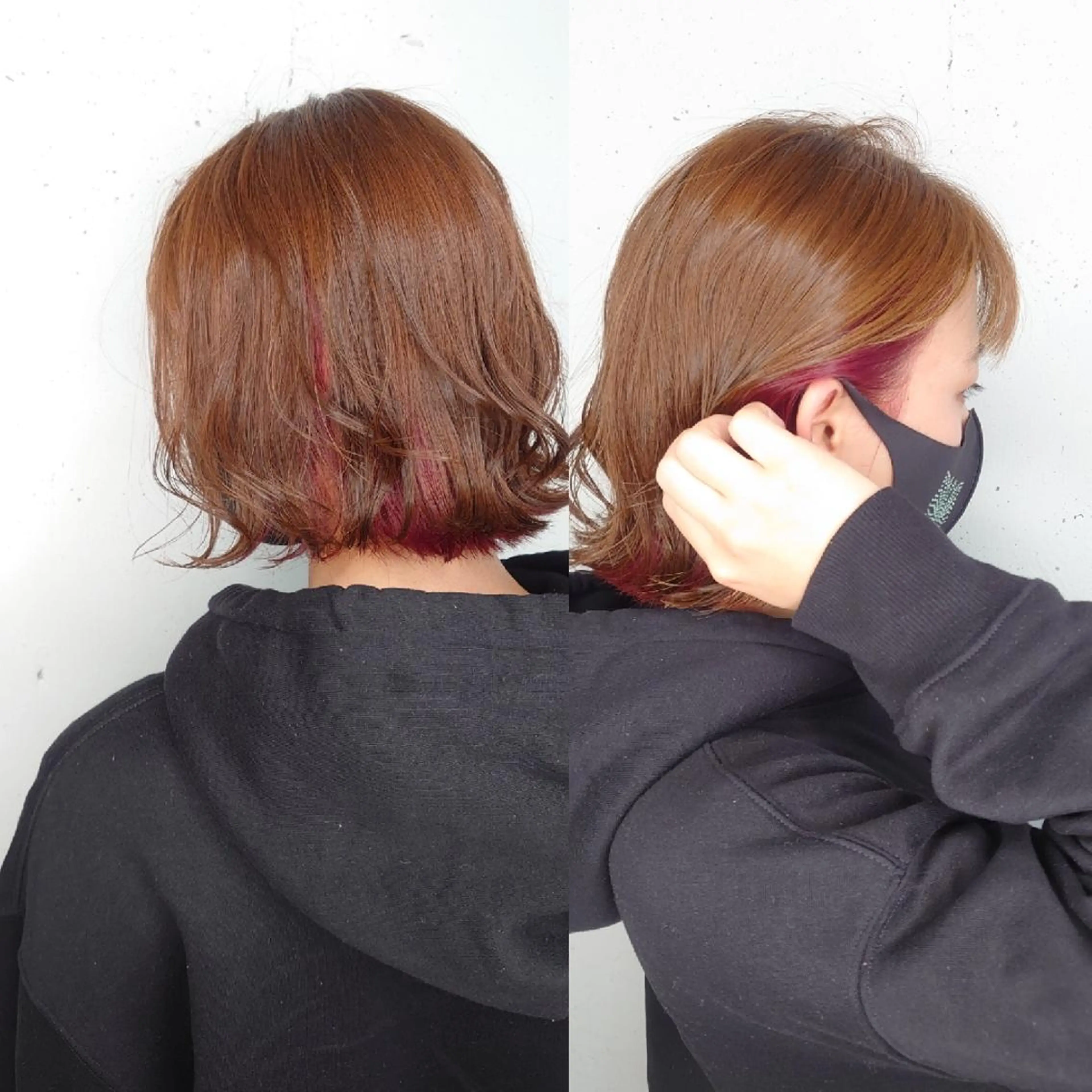 カラー ショート ヘアアレンジ インナーカラー ピンクカラー カット ヘアカラー E Komo hair所属・Wow❕E Komo hair 永井一輝のヘアスタイル