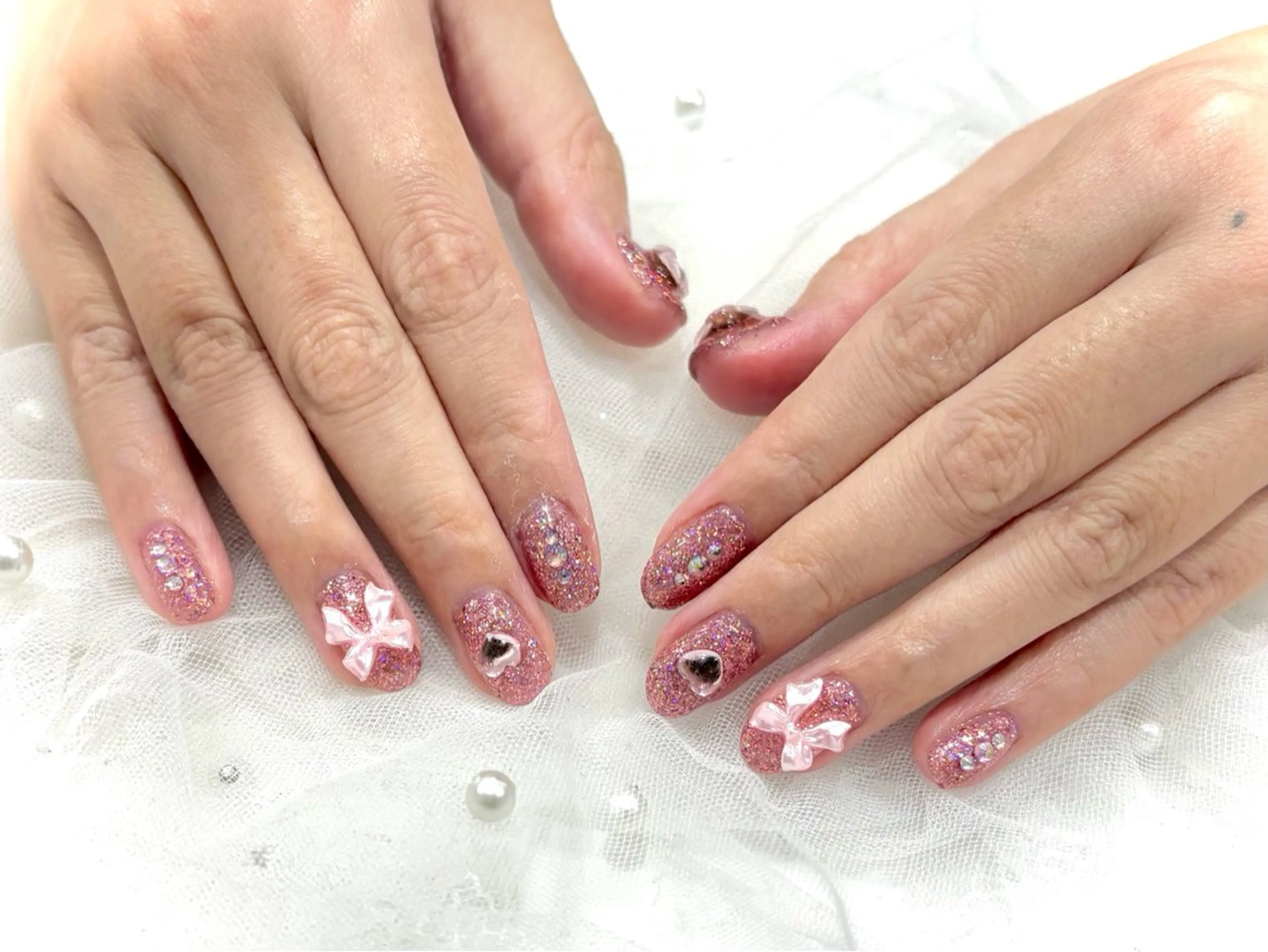 ネイル ハート ピンク Nail salon Cielel⟡Ayaのネイルデザイン