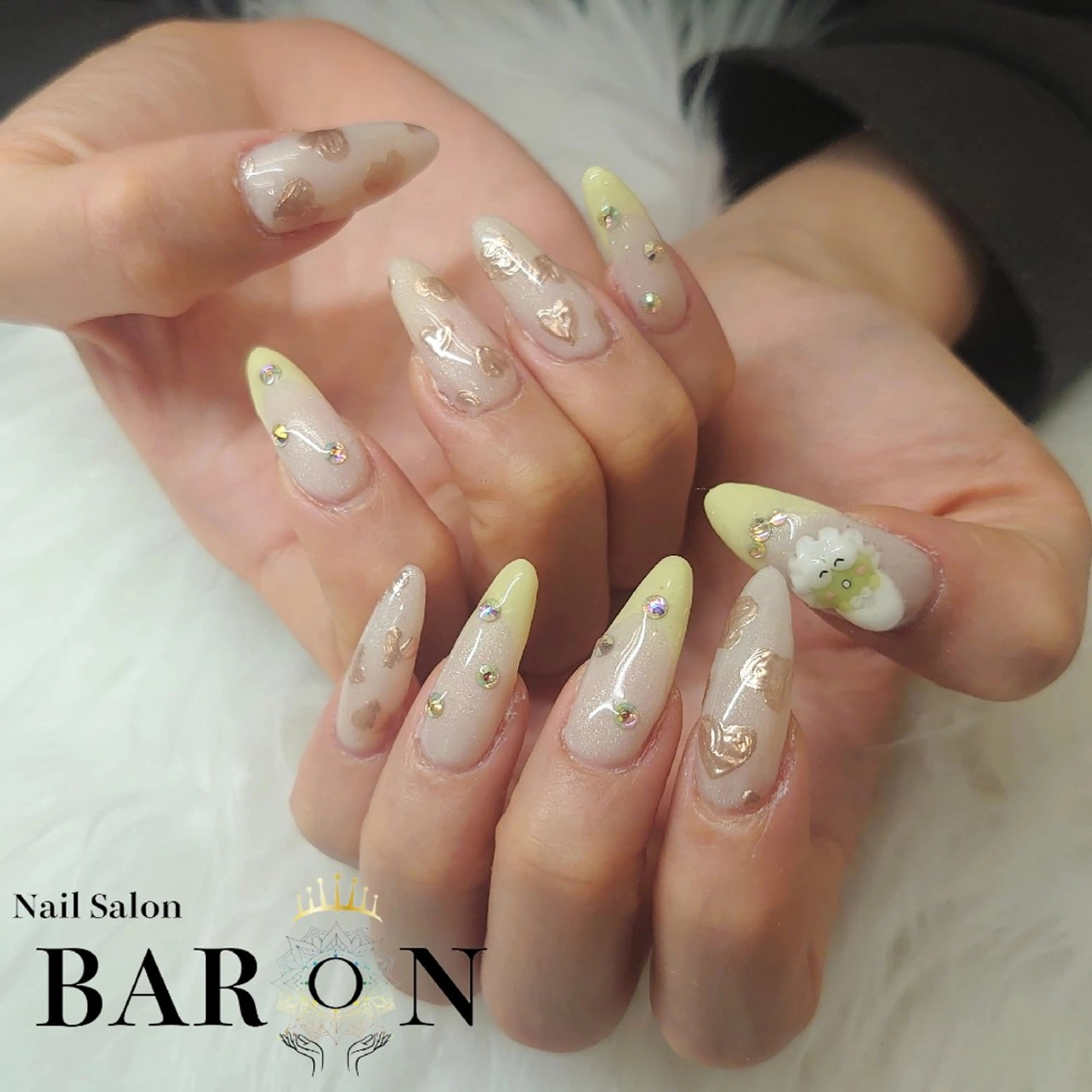 ネイル フレンチネイル ハート ミラーネイル 持ち込み ♛BARON♛ AOIのネイルデザイン