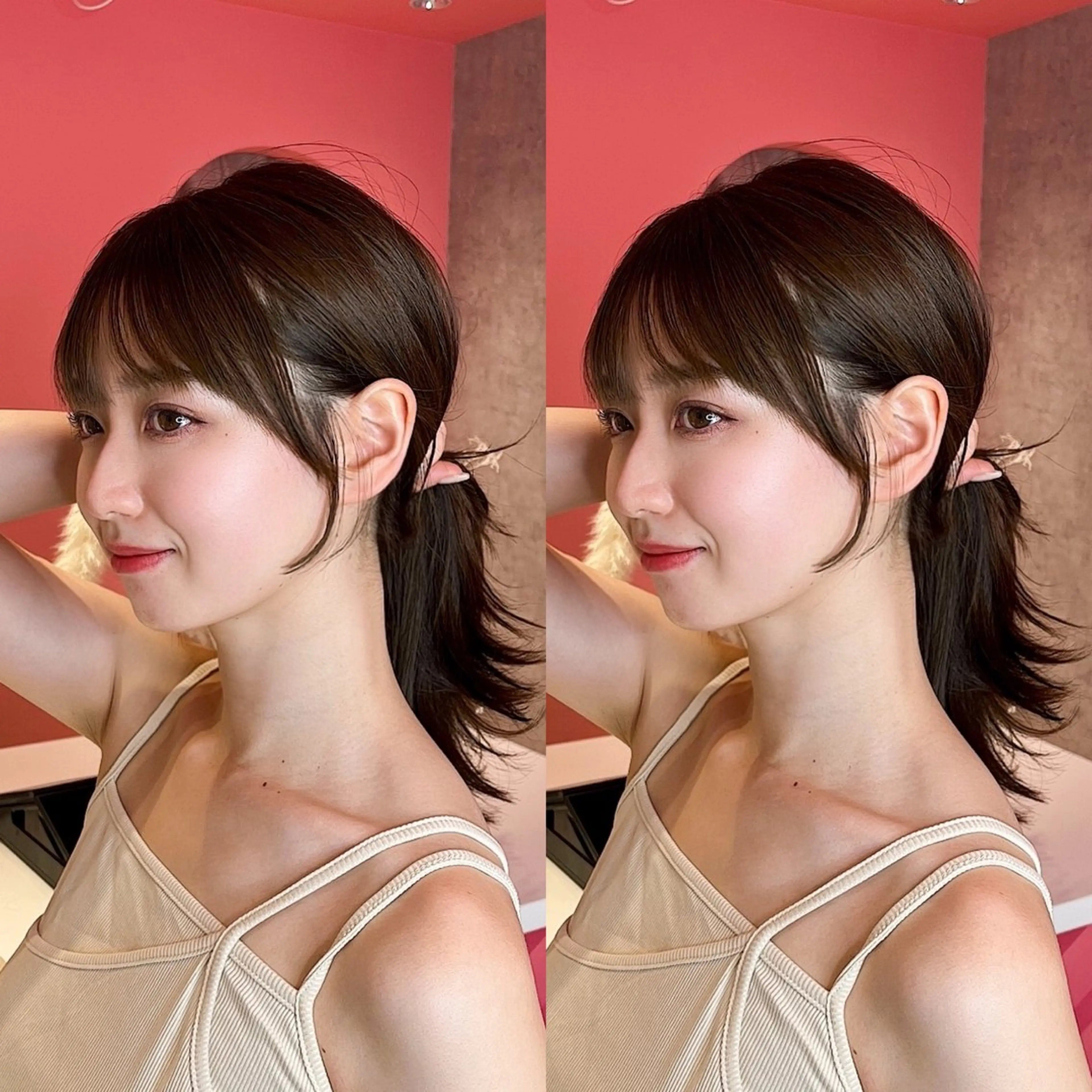 セミロング カラー 山崎/韓国縮毛矯正 レイヤー髪質改善のヘアスタイル