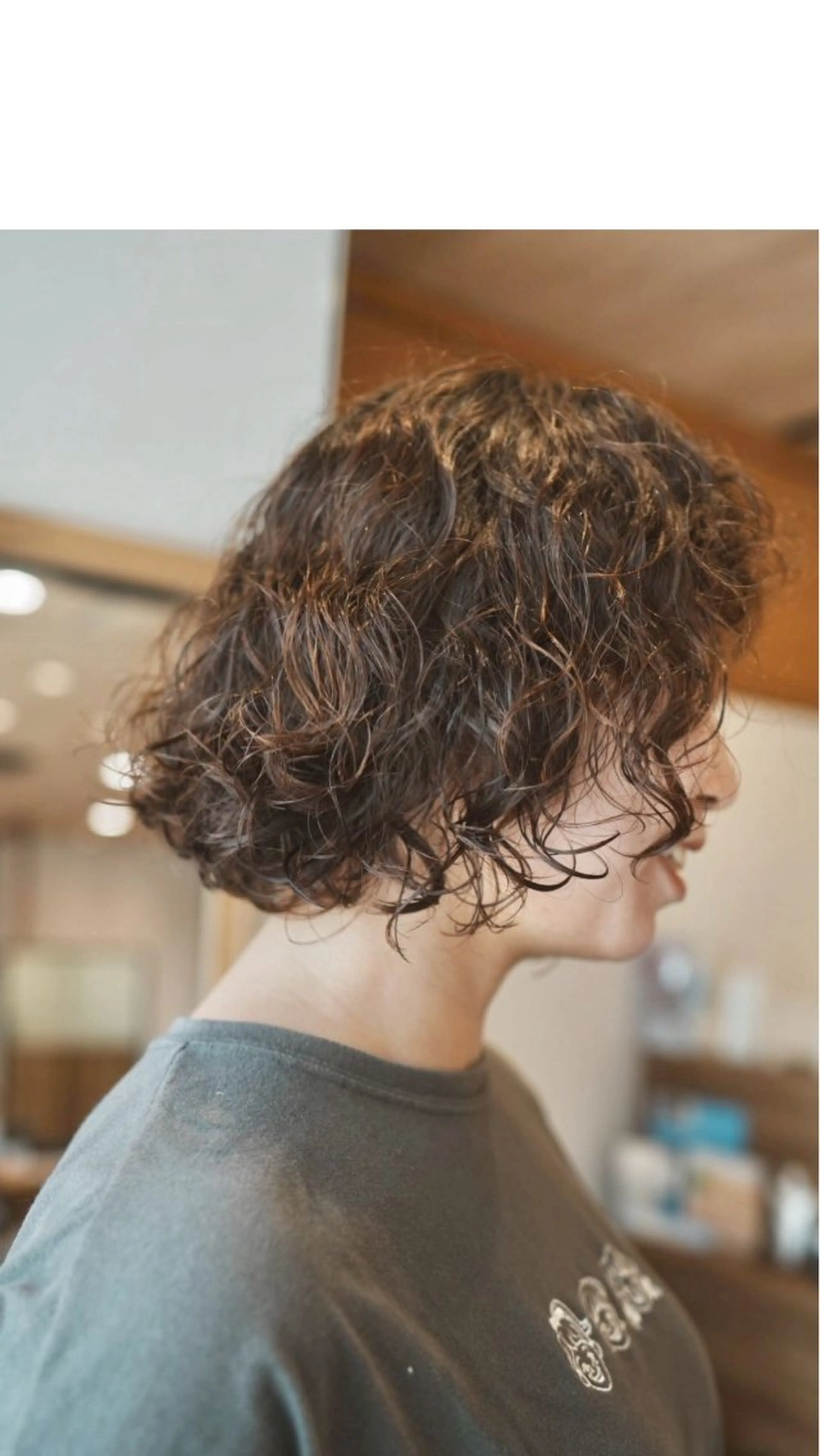 ショート パーマ ボブ パーマ くせ毛風パーマ/ 暖色カラー/ナナミのヘアスタイル