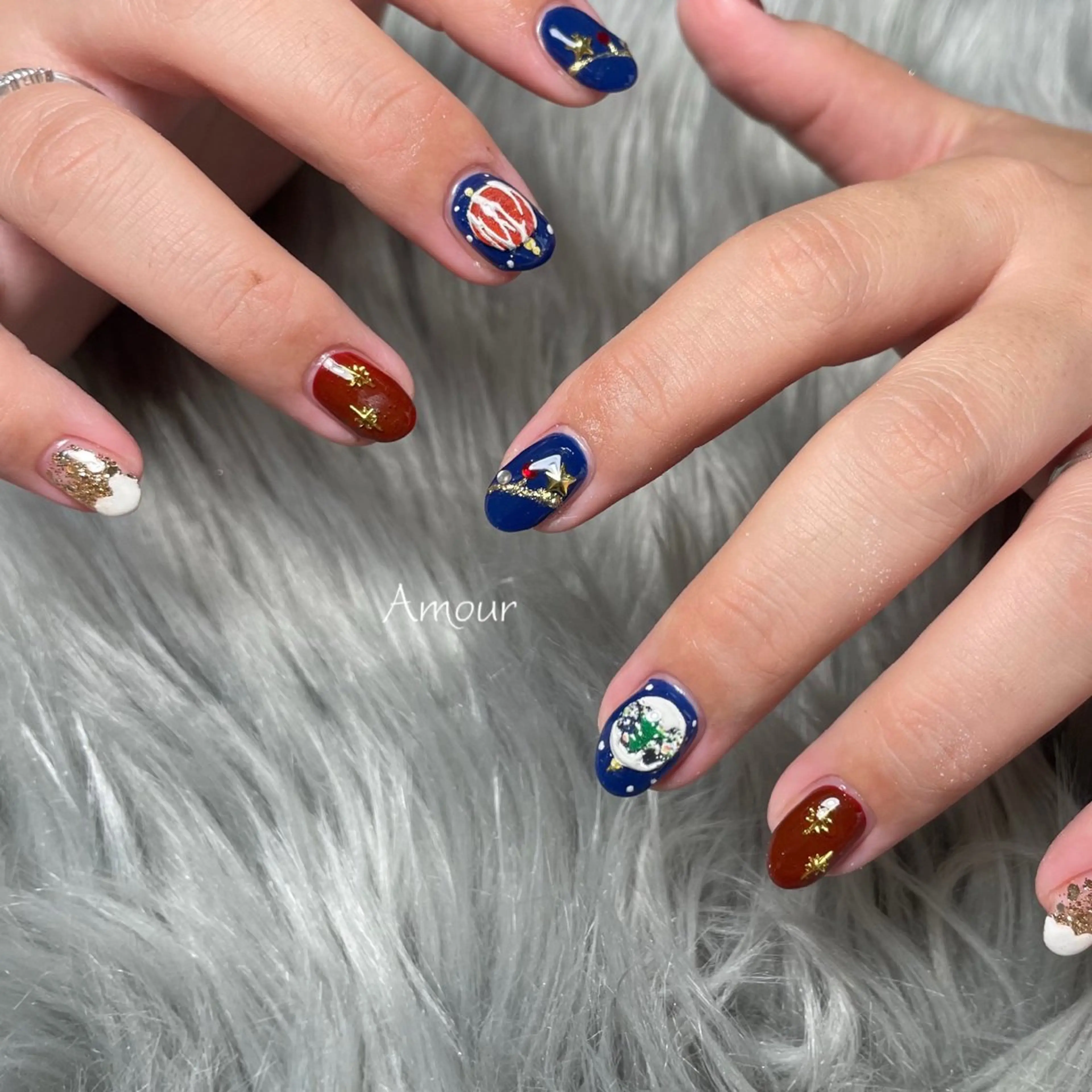 ネイル 冬ネイル クリスマス ハンドネイル Nail Salon Amourのネイルデザイン