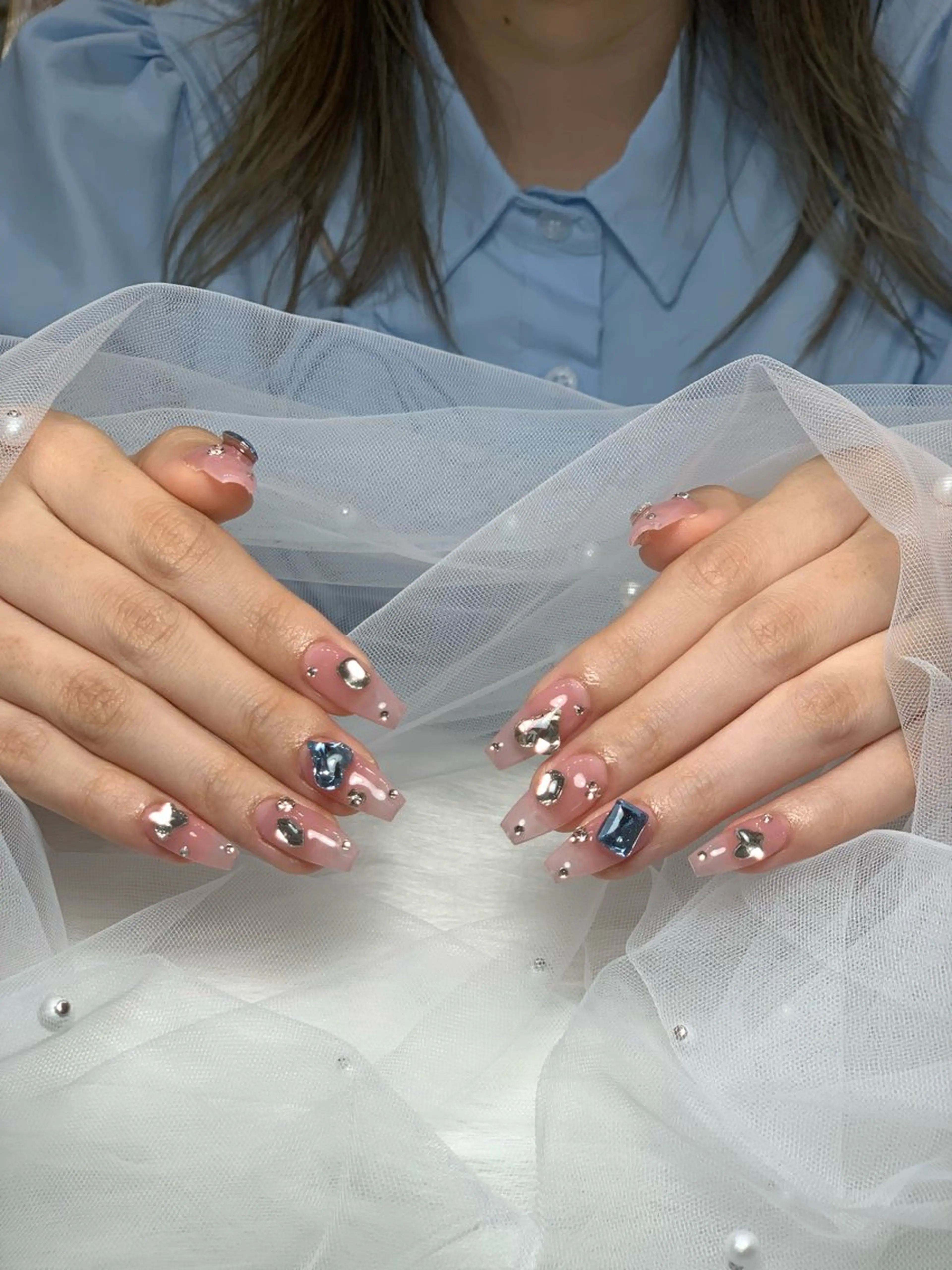 ネイル アートネイル 長さ出し ジェルネイル マグネットネイル ニュアンスネイル ハンドネイル Cloudy Chan Nailのネイルデザイン