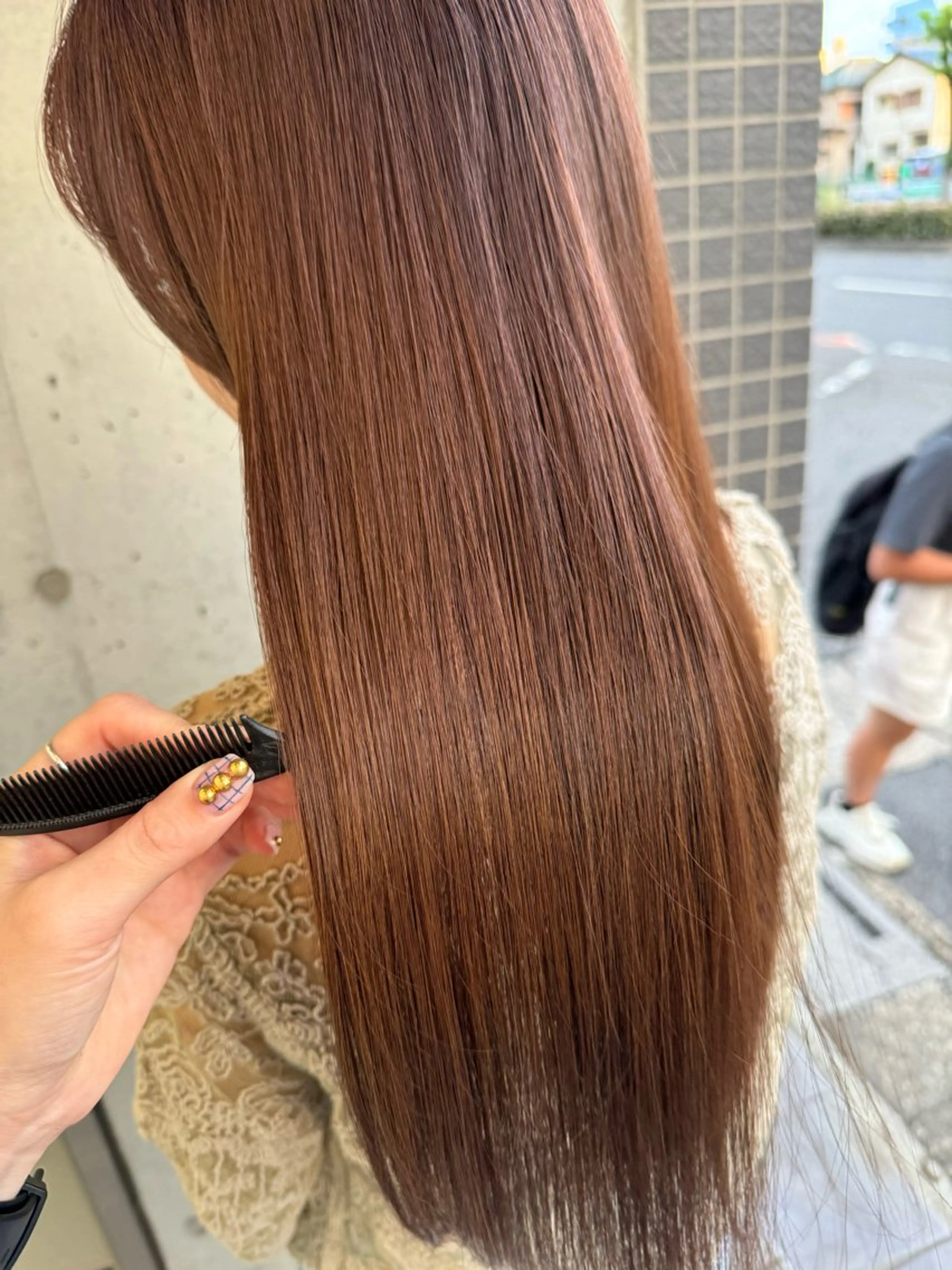ロング カラー カット ヘアカラー トリートメント 会田有紀 /切りっぱなしボブのヘアスタイル