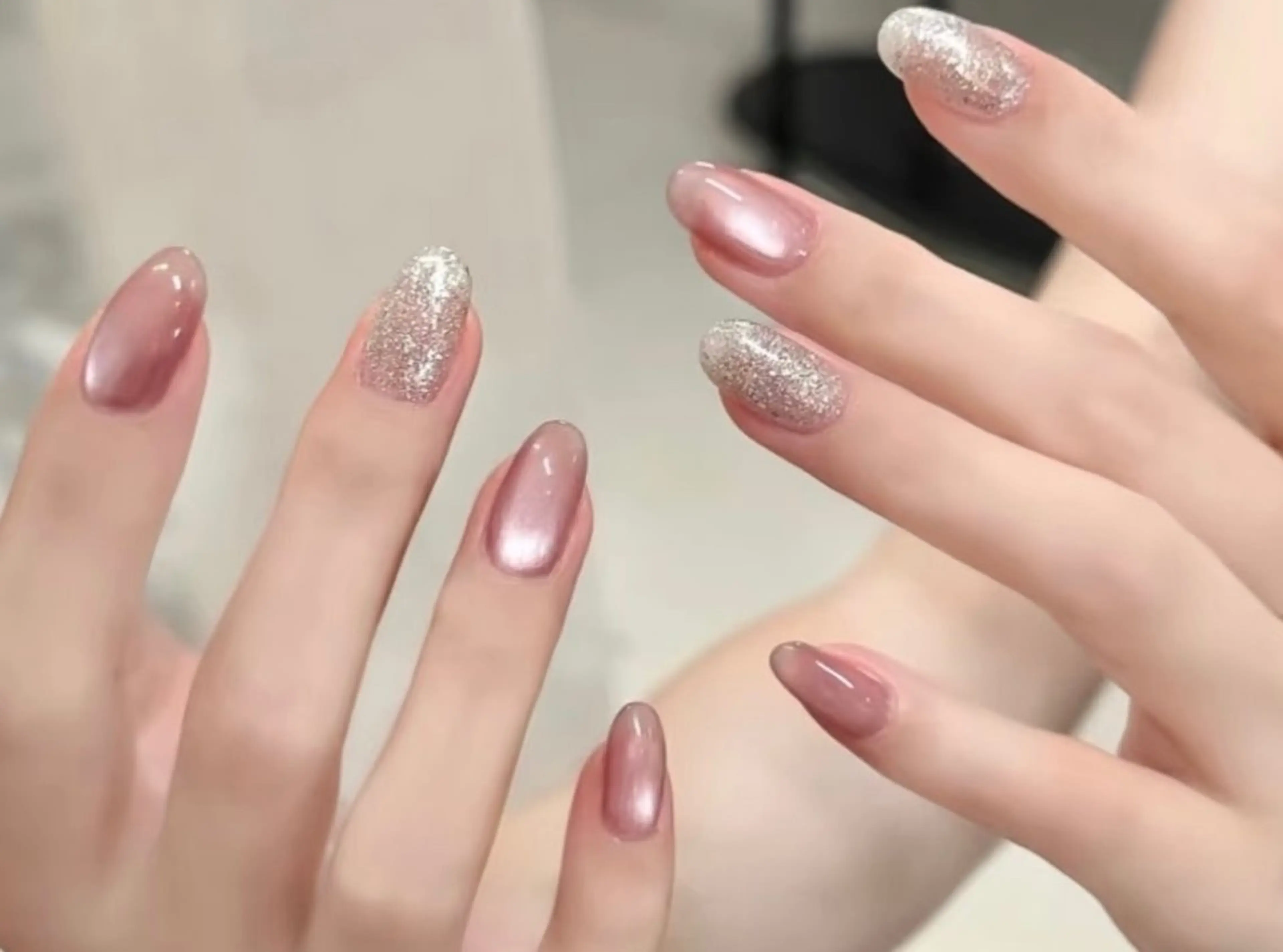 ネイル フレンチネイル ガーリー ガラスフレンチ 韓国ネイル ロングネイル ハンドネイル Venusパラジェル 長さだし専門店のネイルデザイン