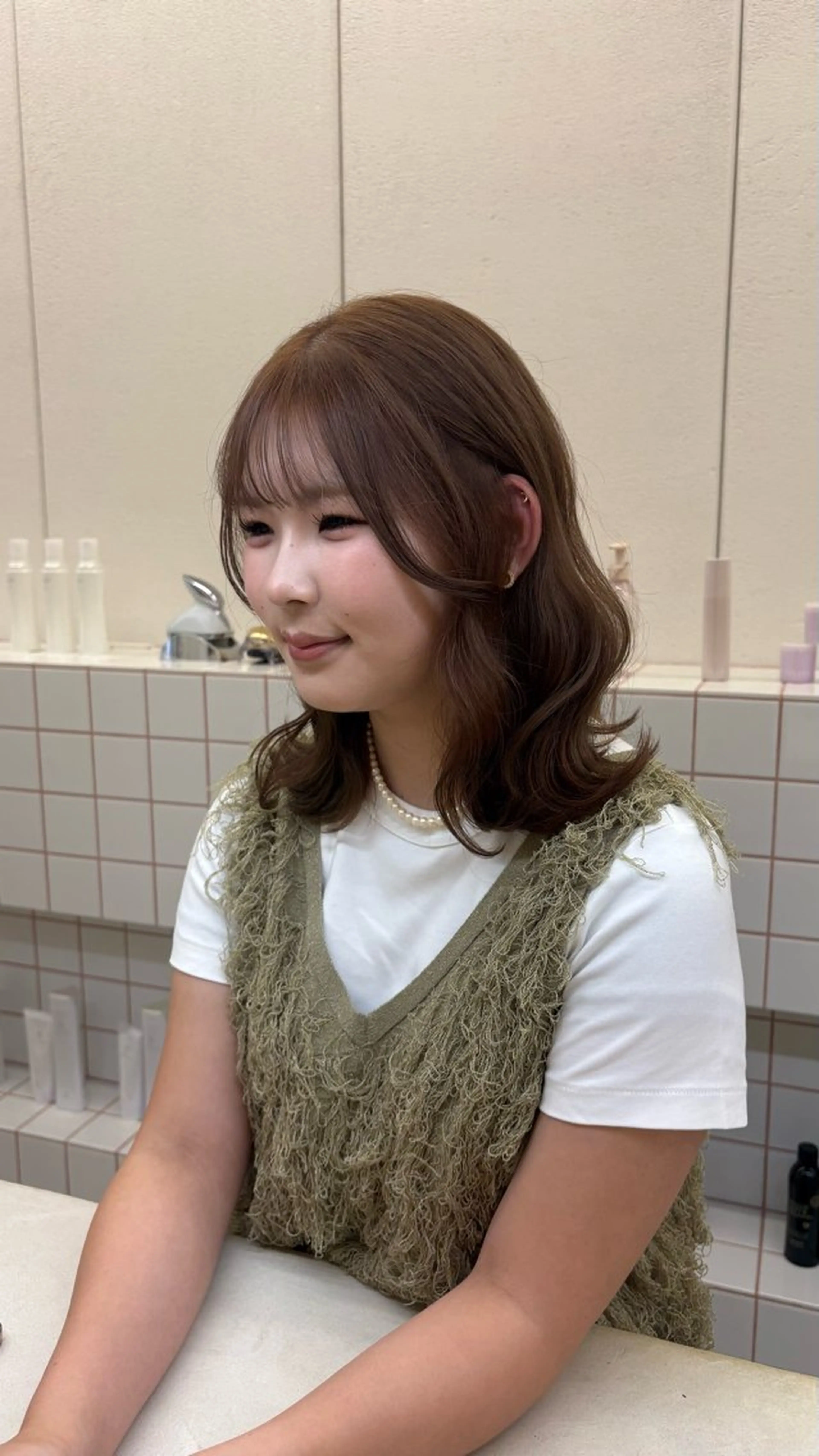 ミディアム カラー ブリーチ カット ヘアカラー トリートメント NIKO/名古屋/ 伏見/花屋併設のヘアスタイル