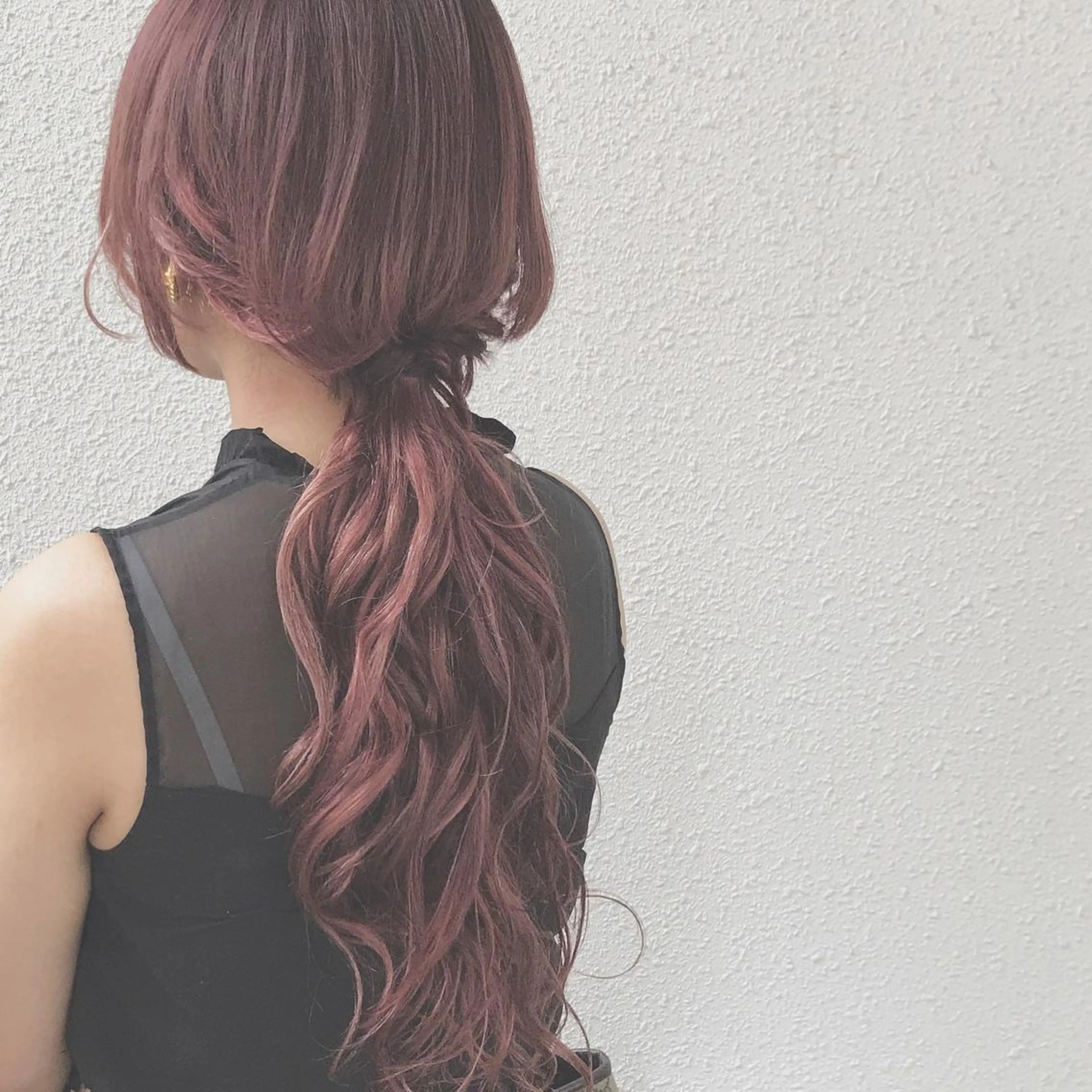ロング カラー ブリーチ ブラウンカラー ピンクカラー ピンクブラウン インナーカラー/天神 ブリーチ/吉田のヘアスタイル