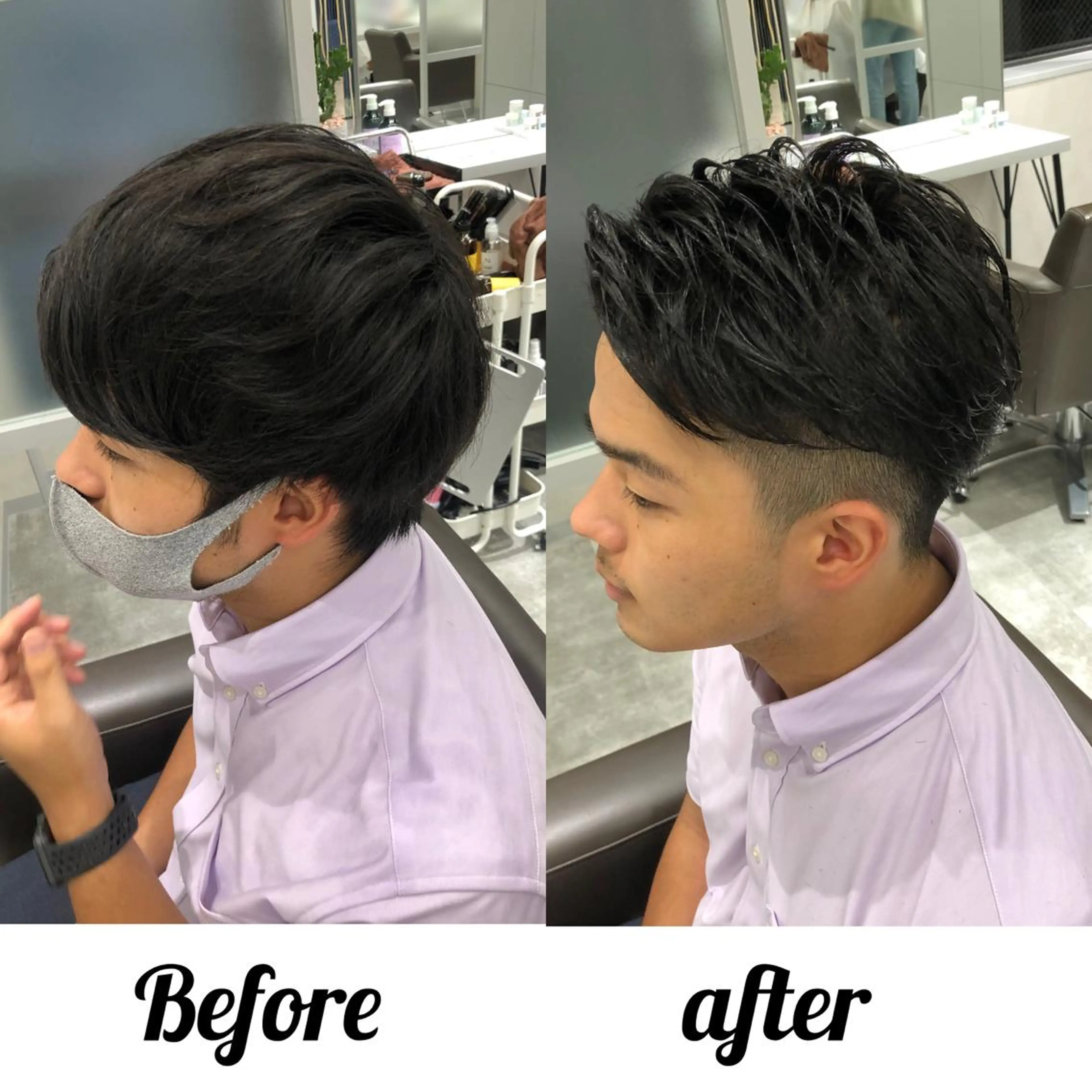 ショート カラー パーマ メンズ kiitos所属・関西センターパート メンズモデル募集のヘアスタイル