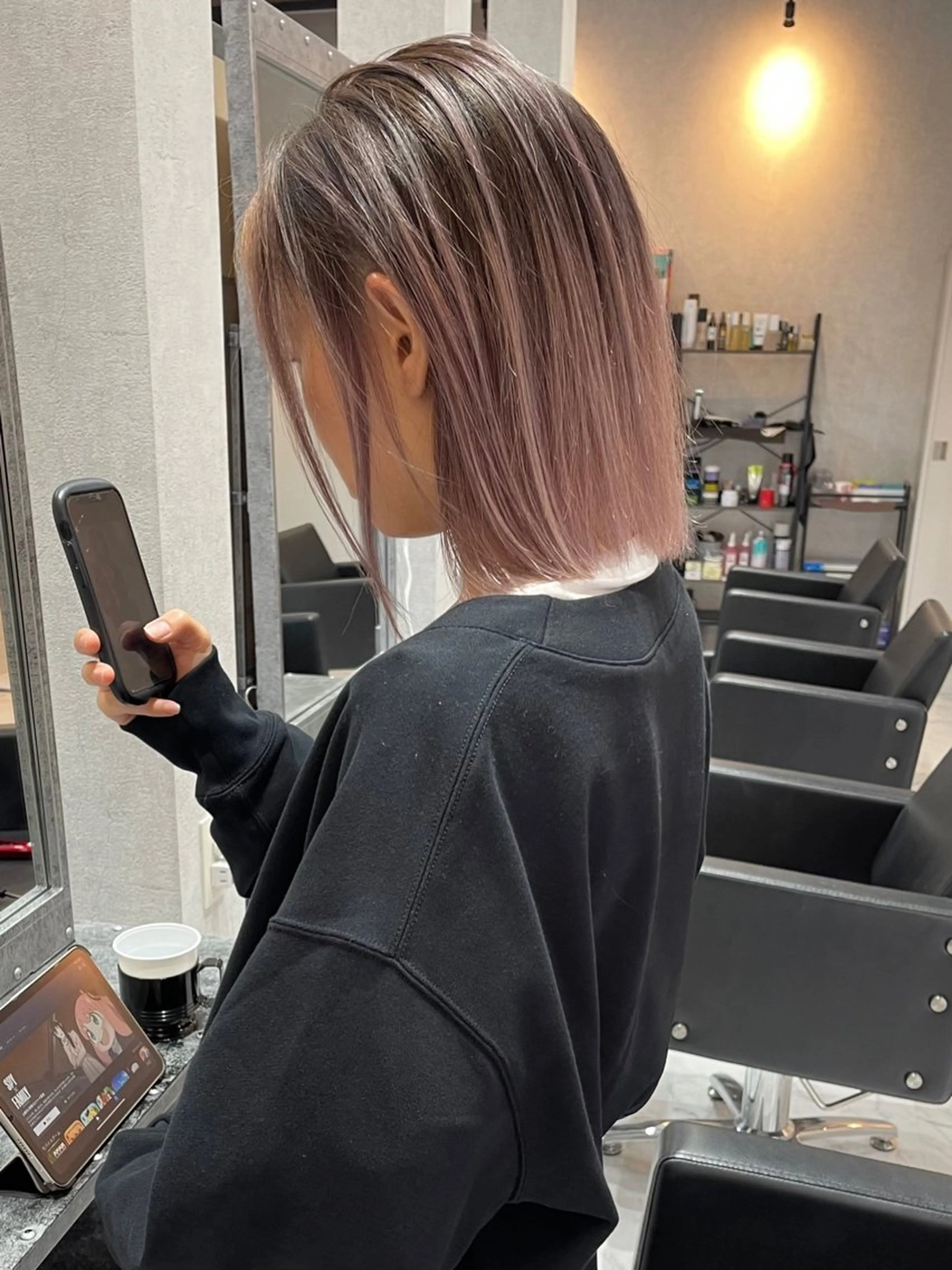 ショート カラー ヘアアレンジ ショートボブ バレイヤージュ ブリーチ ケアブリーチ デザインカラー カット ヘアカラー トリートメント アンドウ ユウ/ レイヤーカット/韓国のヘアスタイル