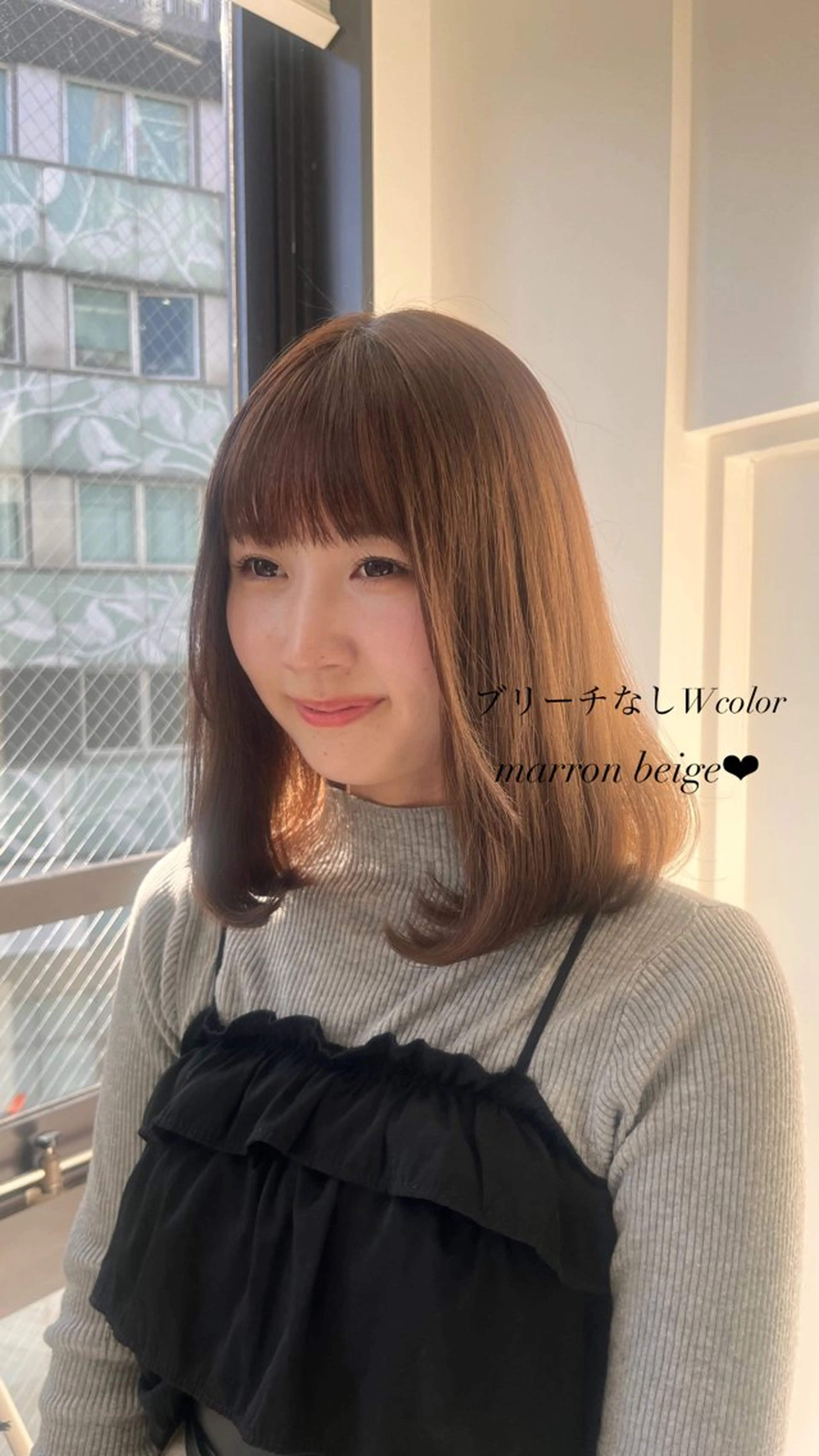セミロング ヘアカラー ♡ナチュラルガーリー ♡ベージュ♡RINAのヘアスタイル