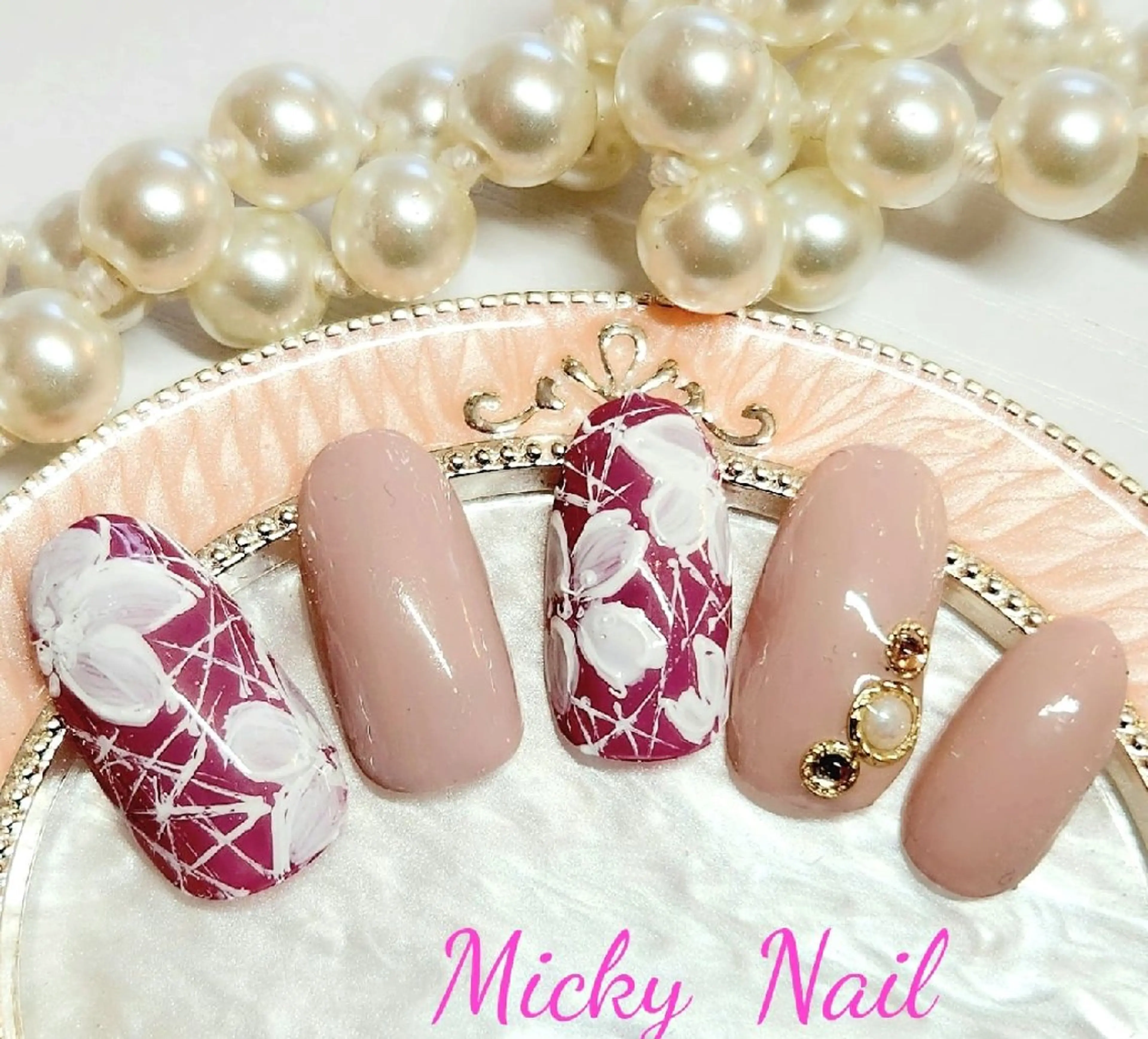 ネイル フラワーネイル レース Micky nail chikushinoのネイルデザイン