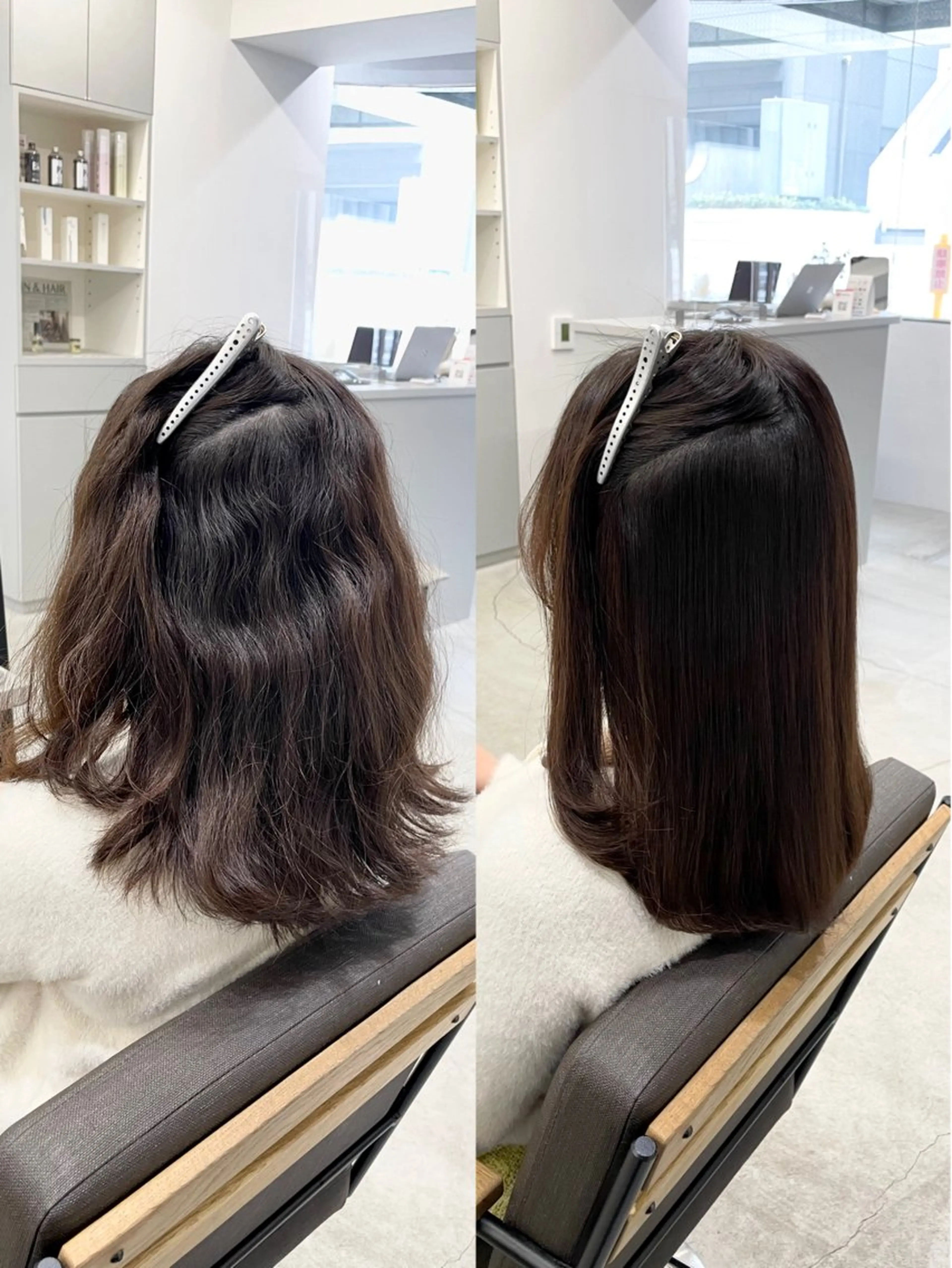ミディアム カラー パーマ ミディアムパーマ 髪質改善 縮毛矯正 ストレートパーマ カット ヘアカラー 縮毛矯正 トリートメント 美髪への最善策を貴方 へ✨凄い艶髪✨萩原のヘアスタイル