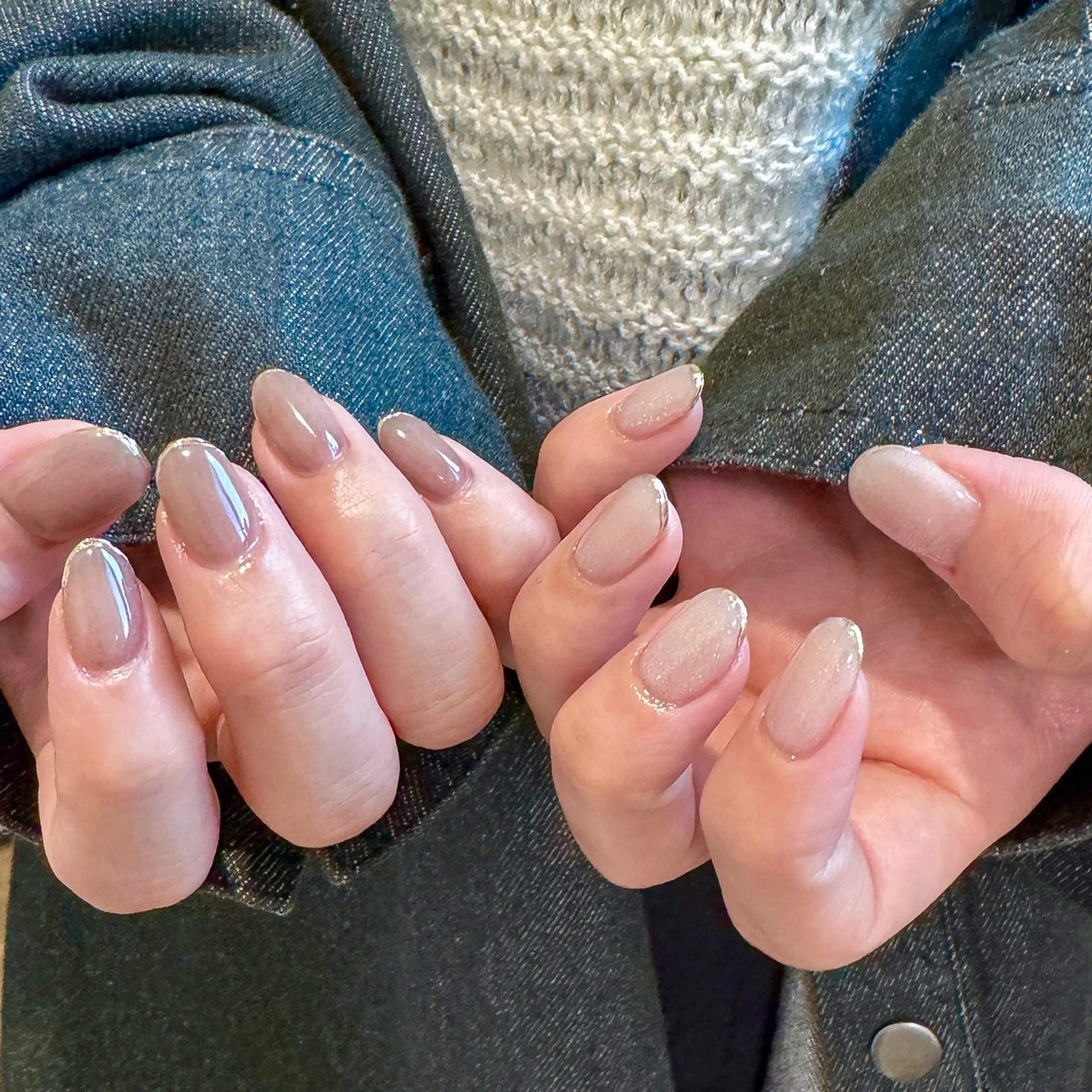 ネイル フレンチネイル ゴールド マグネットネイル ミラーネイル シンプルネイル ハンドネイル pointillé .ayaのネイルデザイン