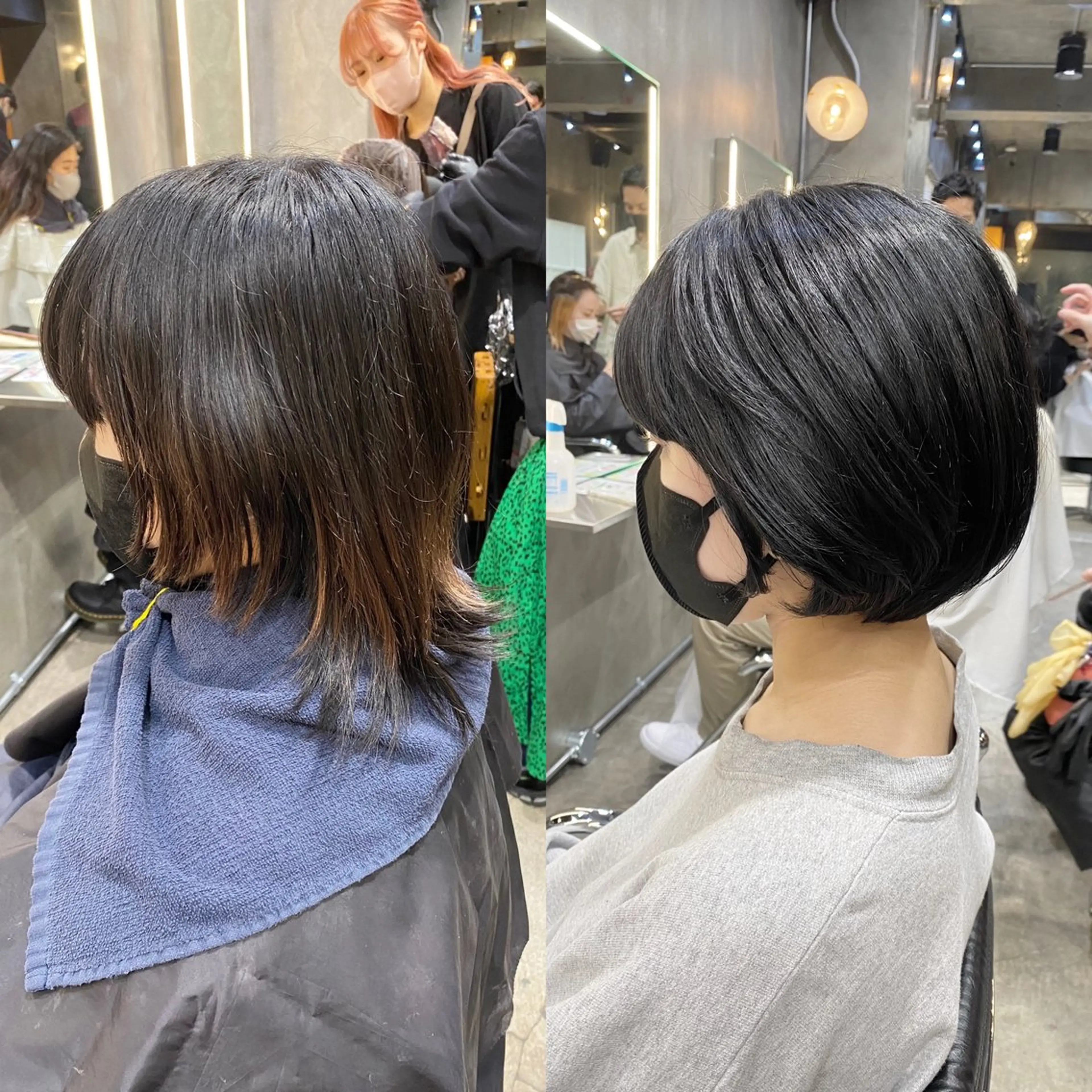 ショート カラー ショートボブ 黒髪 ブルーカラー ブルーブラック ボブ カット ヘアカラー トリートメント ブリーチなしダブル カラー🧸🐺陽介のヘアスタイル