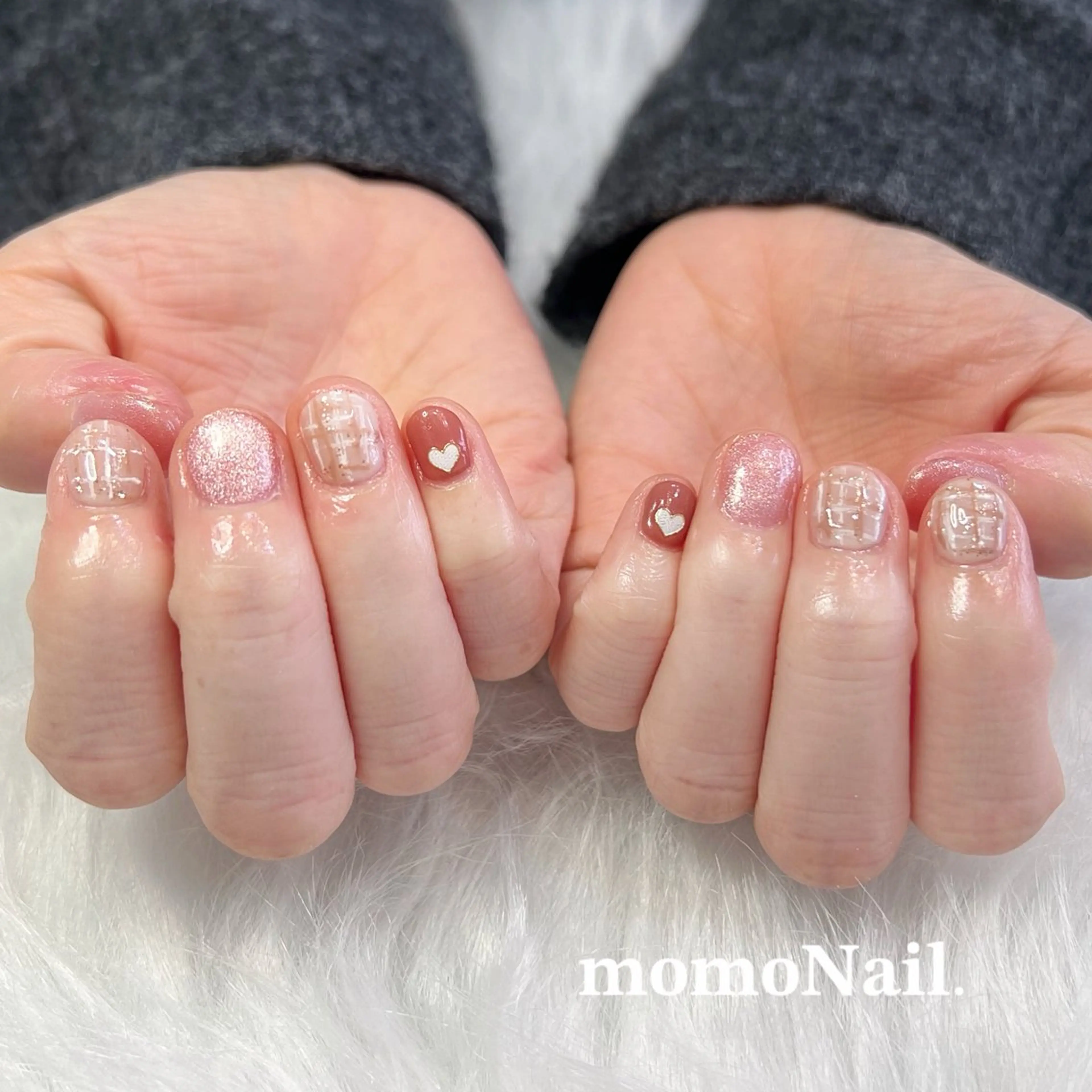 ネイル 水色 マグネットネイル ツイードネイル 冬ネイル momoNail. momoka🍑のネイルデザイン