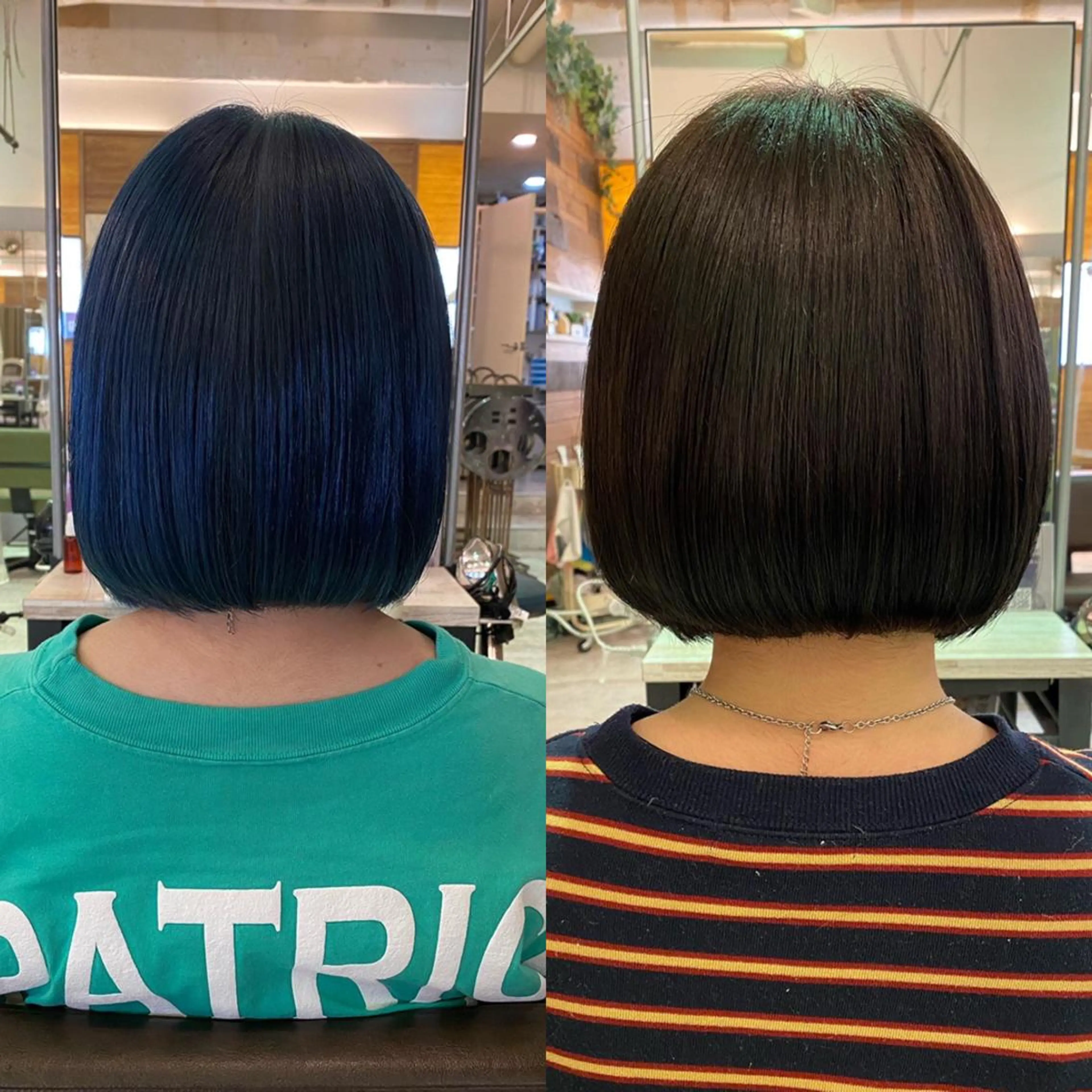 ミディアム カラー ブルーカラー ネイビーカラー 佐々木 雪菜のヘアスタイル
