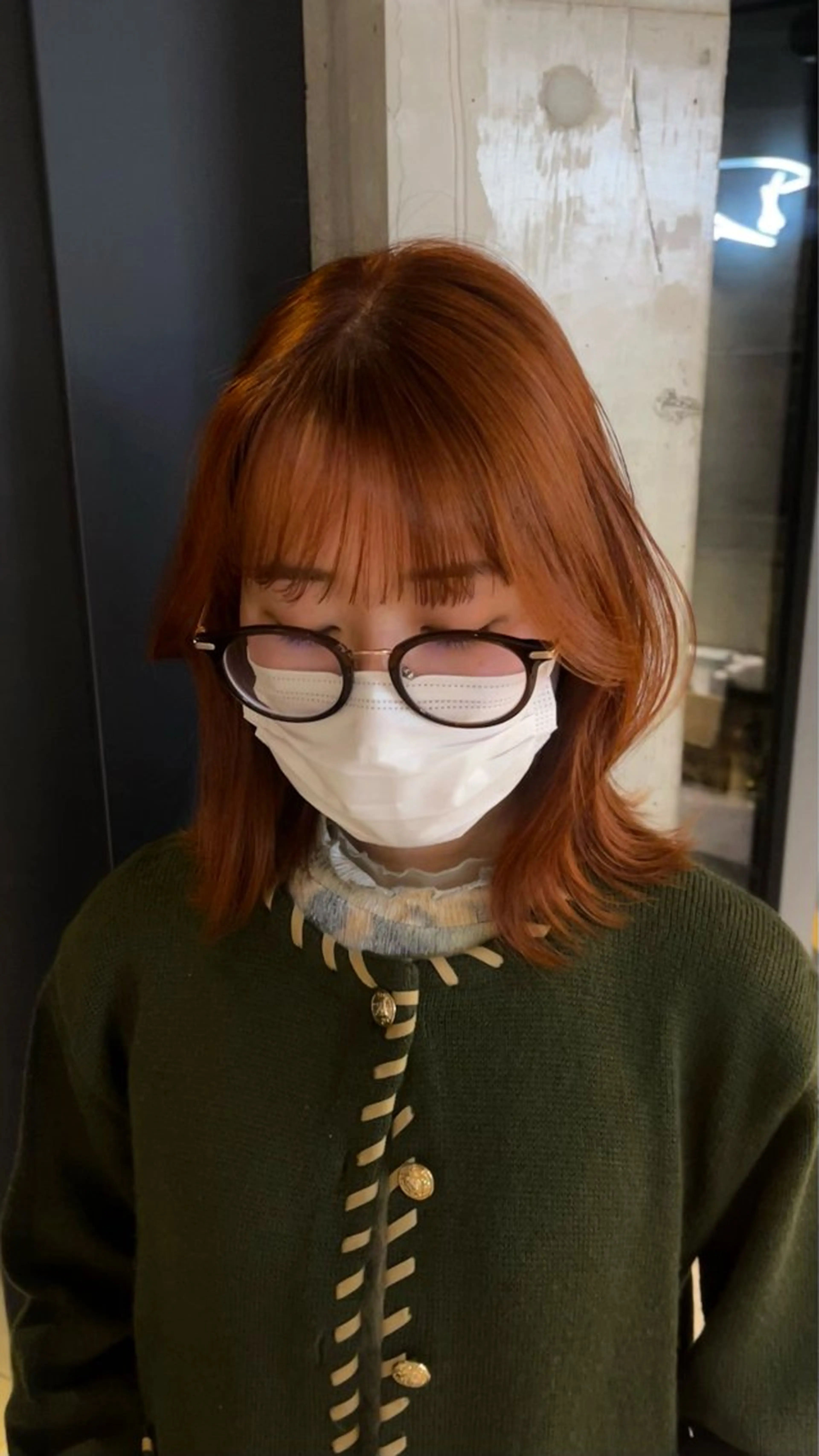 ミディアム カラー ブリーチ ブラウンカラー ブリーチなしカラー オレンジ オレンジブラウン パーマ/ボブカット kanohaのヘアスタイル