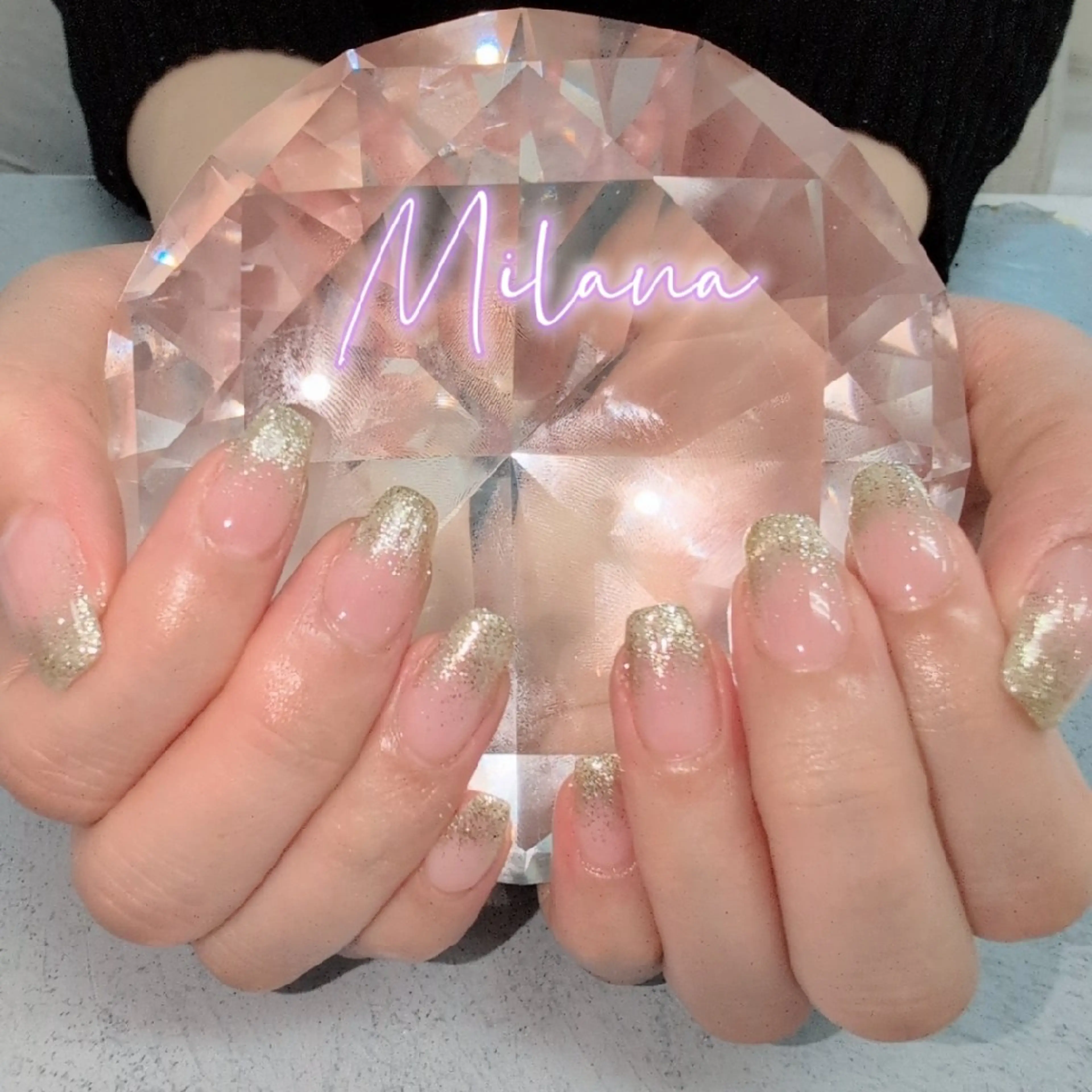 ネイル グラデーション ラメ(グリッター) ラメグラデーション ハンドネイル Milana 川瀬のネイルデザイン