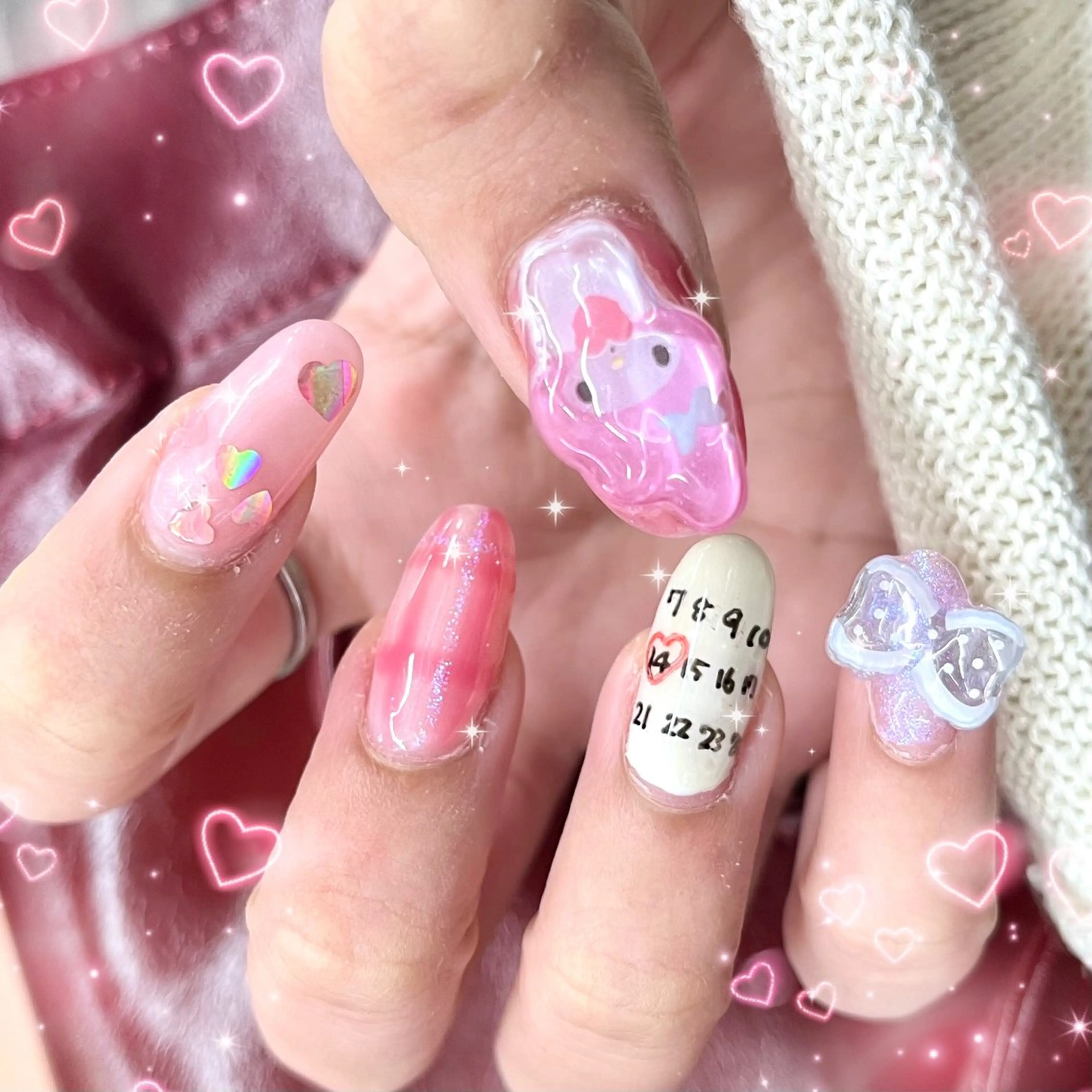 ネイル バレンタイン mimi 高石桃朱のネイルデザイン