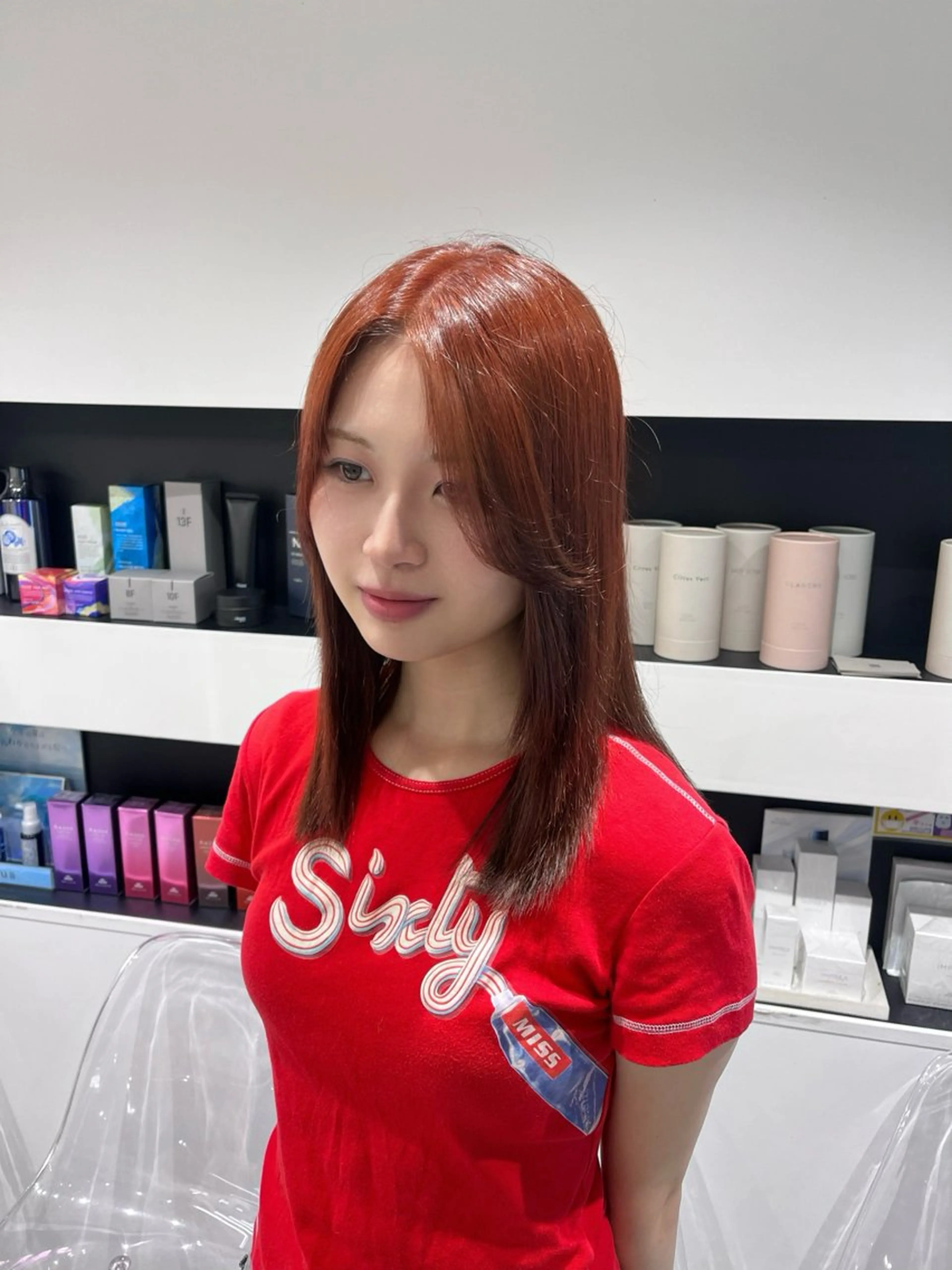 【艶髪レッドカラー🍒💋🤍✨】　　　　　　ワンカラー➕クイックトリートメント《ロング料金・ブロー料金別》の写真