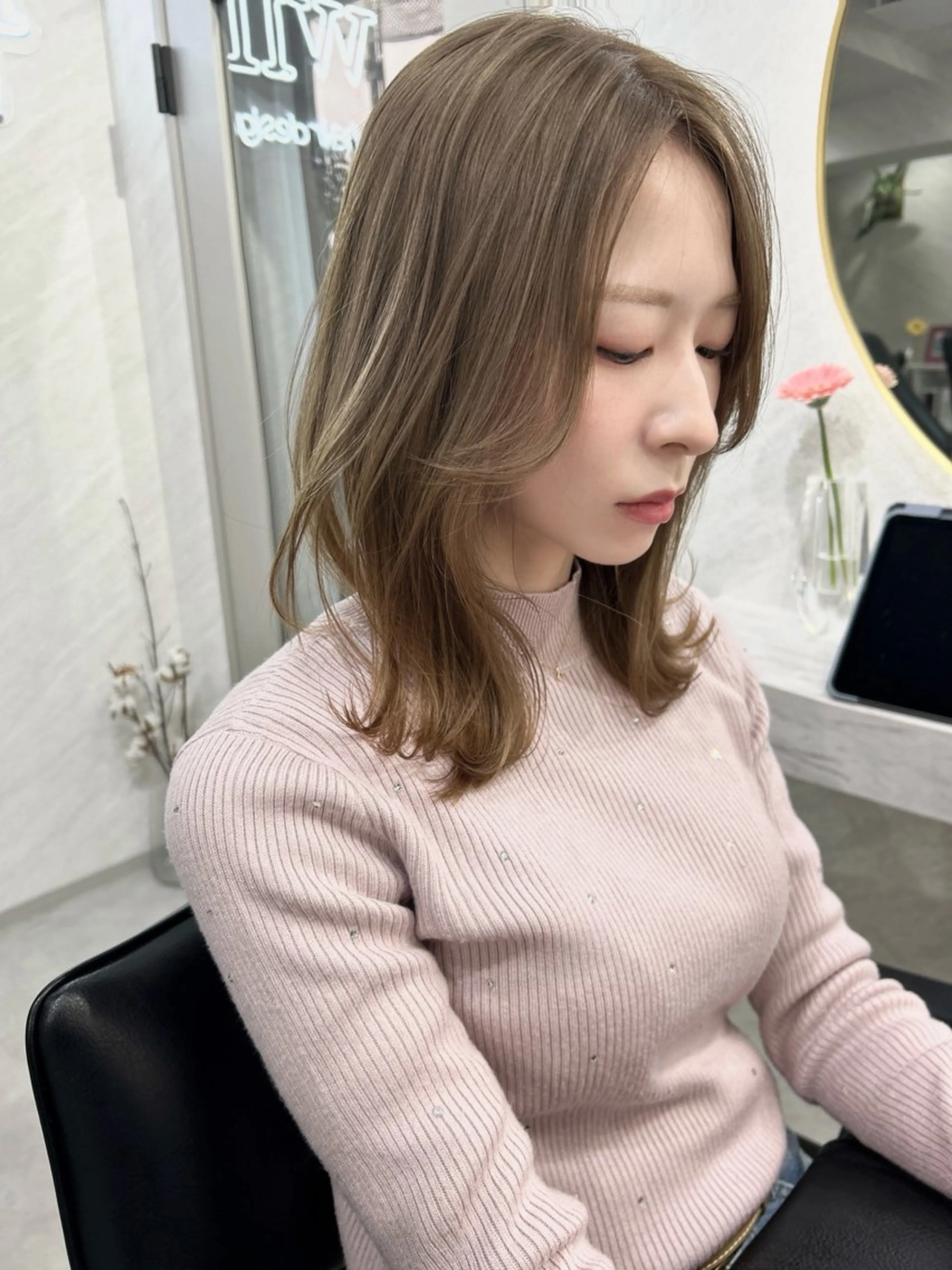 セミロング カラー ヘアカラー トリートメント 髪質改善will hairdesignのヘアスタイル