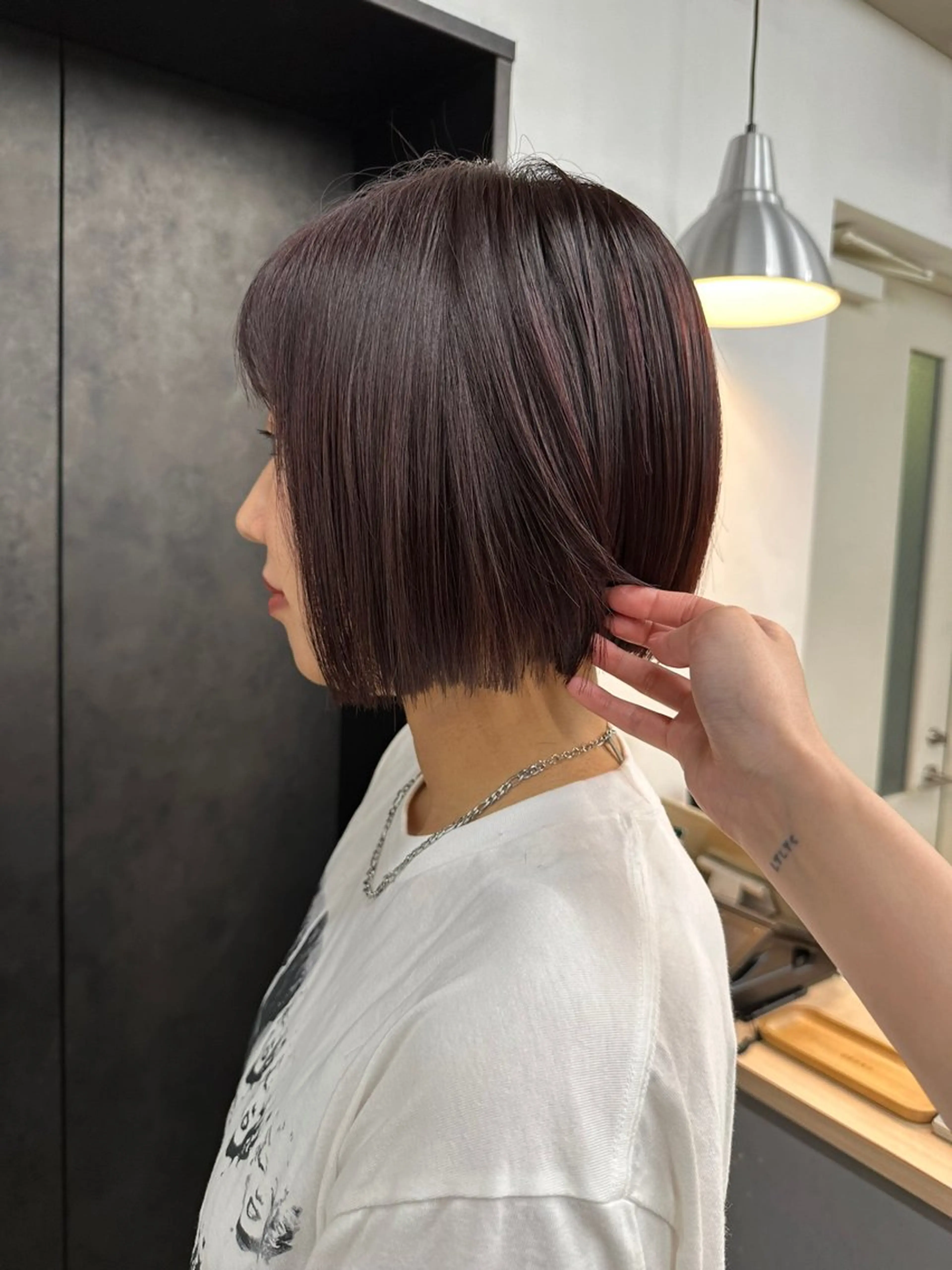 ショート カット ヘアカラー 切りっぱなしボブ/ 小顔ボブNANAのヘアスタイル