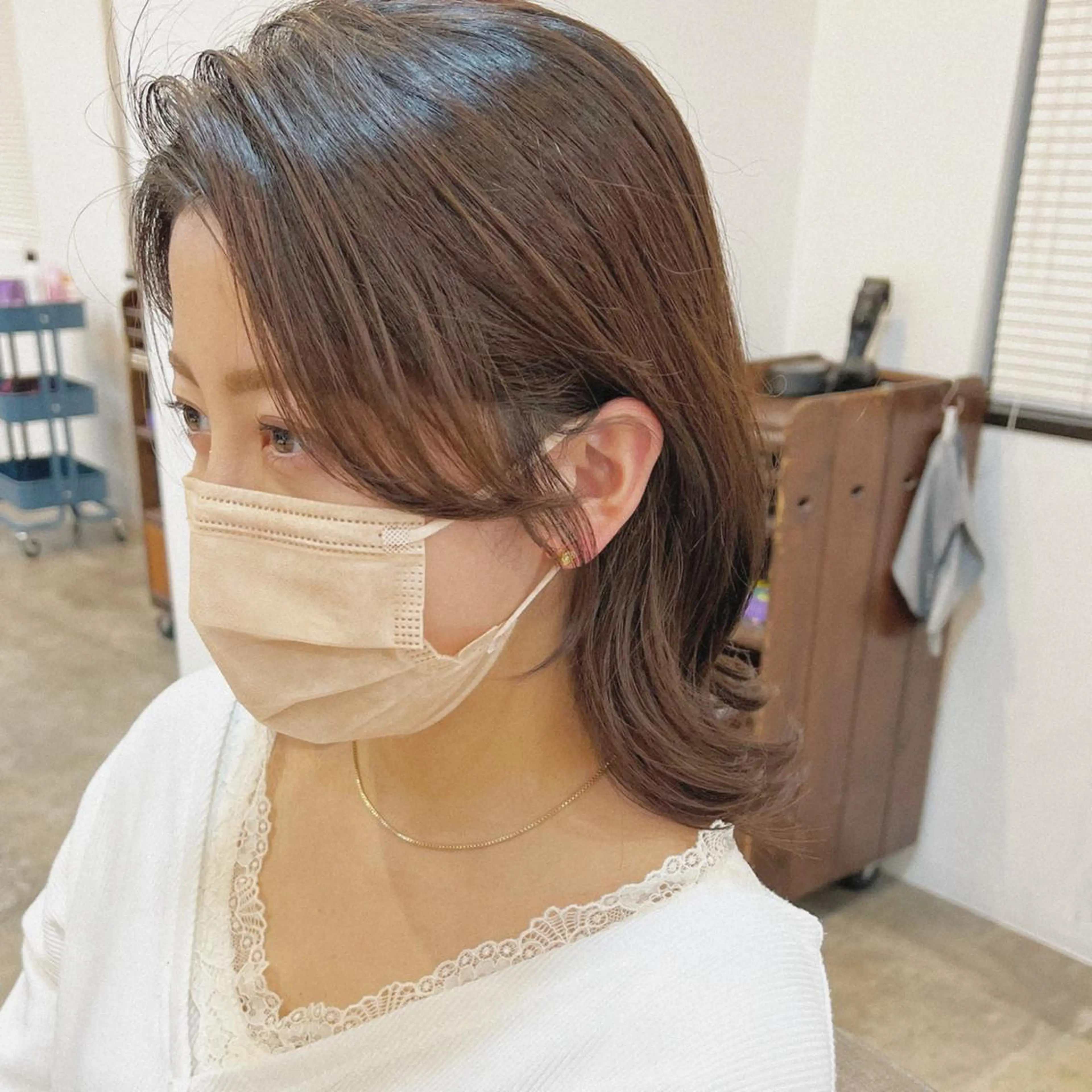 ミディアム かきあげバング ☁️RIKA☁️ @ri2_____bのヘアスタイル