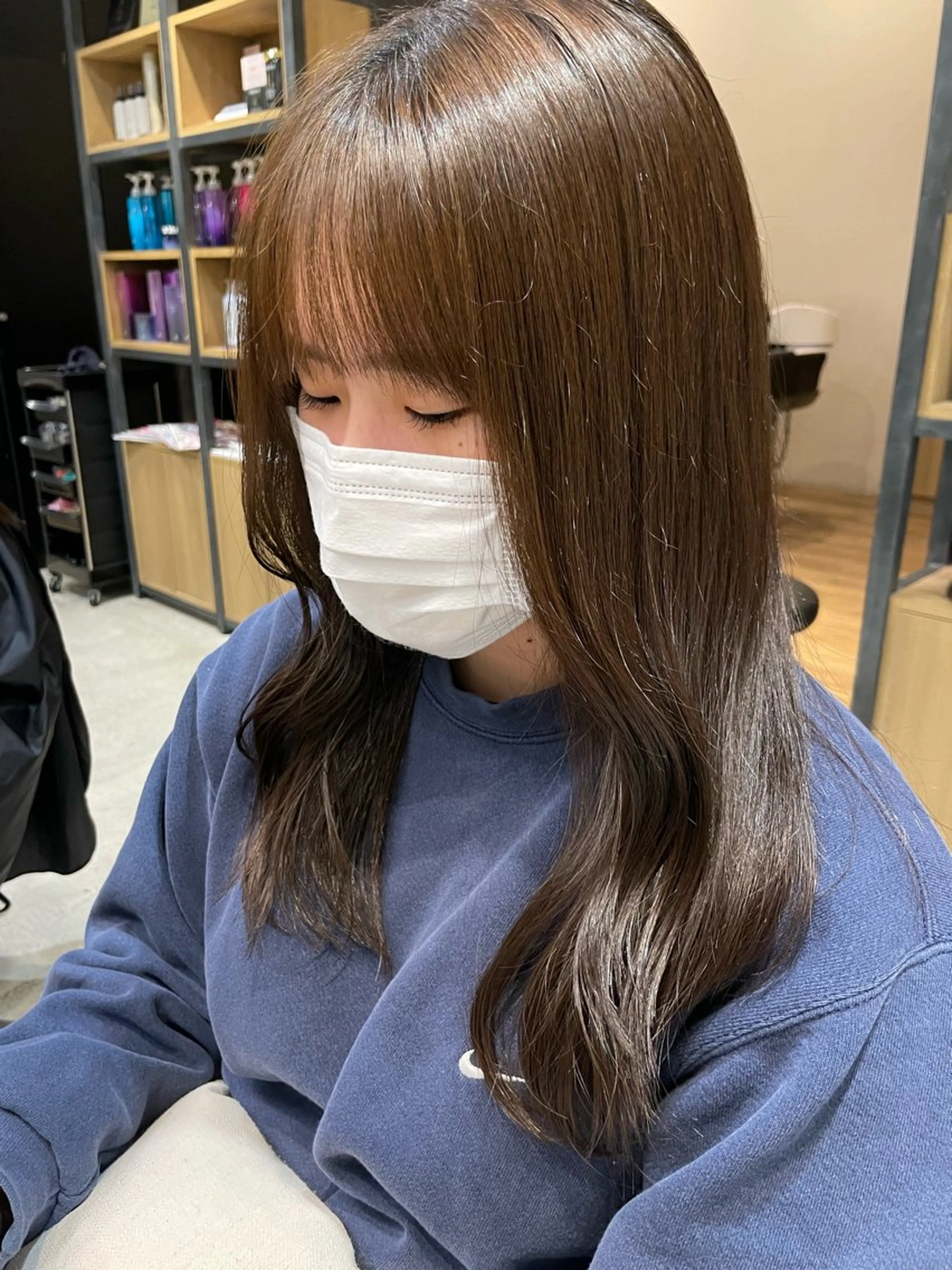 セミロング カラー パーマ ヘアアレンジ 顔まわりレイヤー レイヤーカット トリートメント SHEA.学芸大学所属・一箭 恵梧/ロングヘアのヘアスタイル