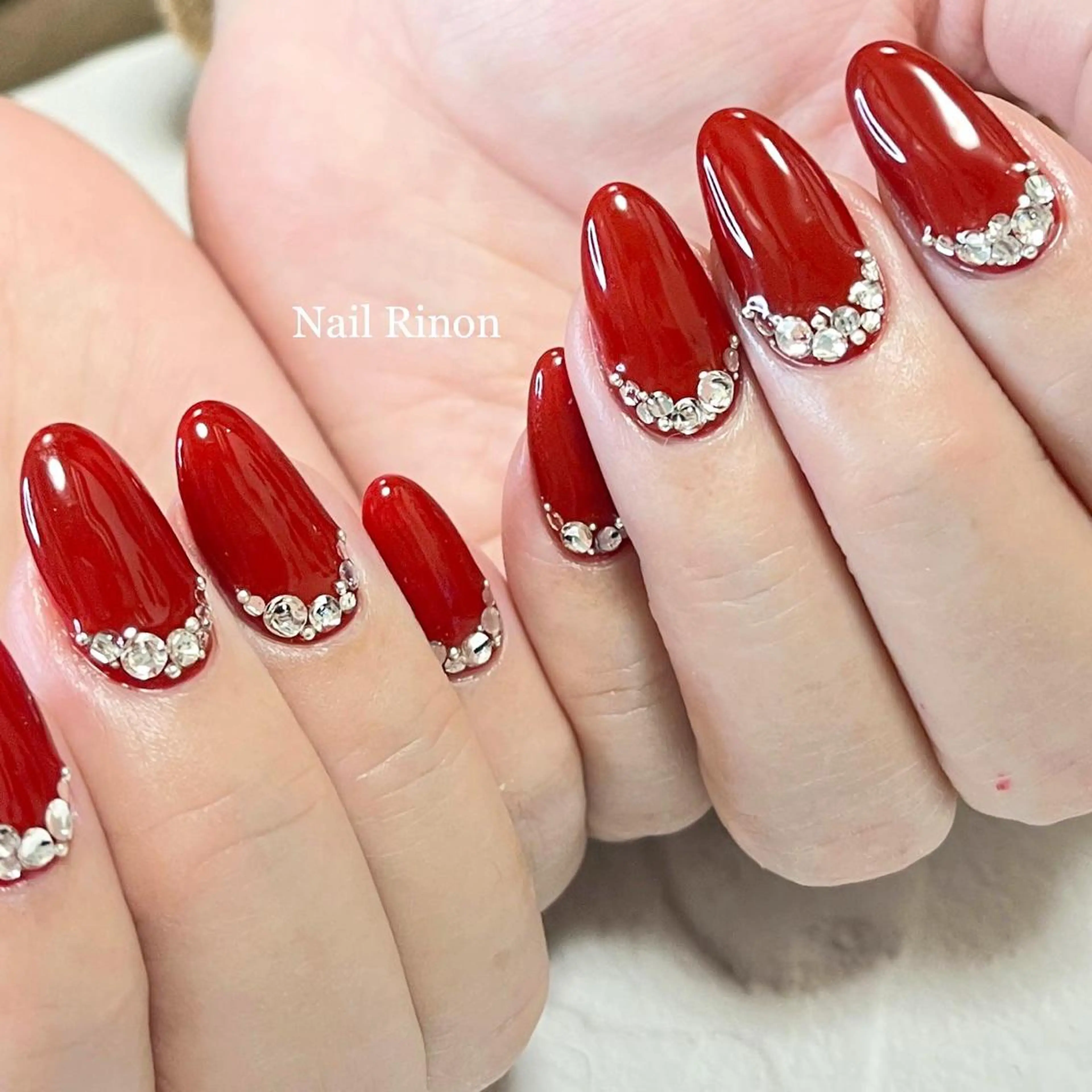 ネイル 赤色 冬ネイル クリスマス ハンドネイル Nail Rinonのネイルデザイン