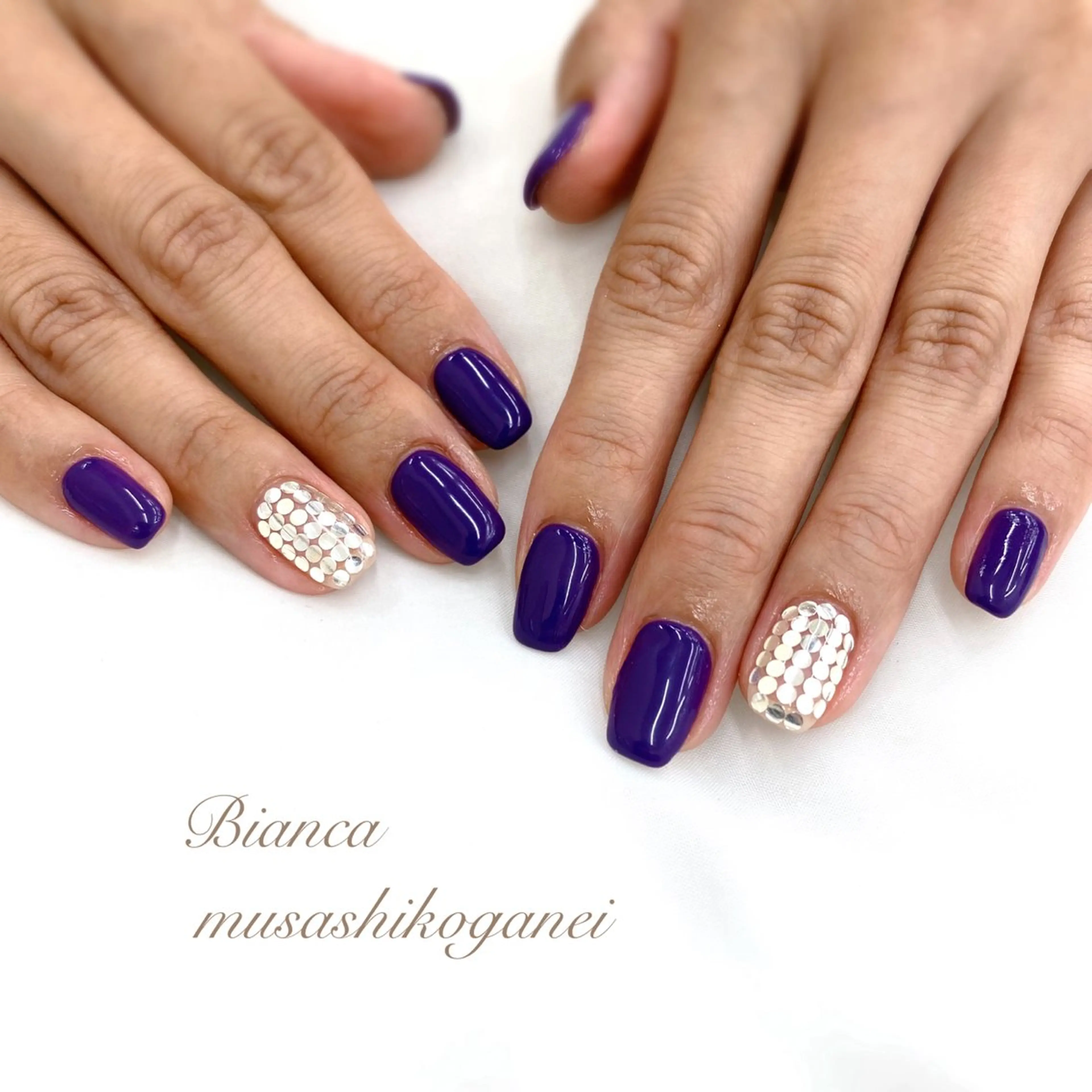 ネイル ホログラムネイル ミラーネイル ハンドネイル Bianca 武蔵小金井 しぎはらのネイルデザイン