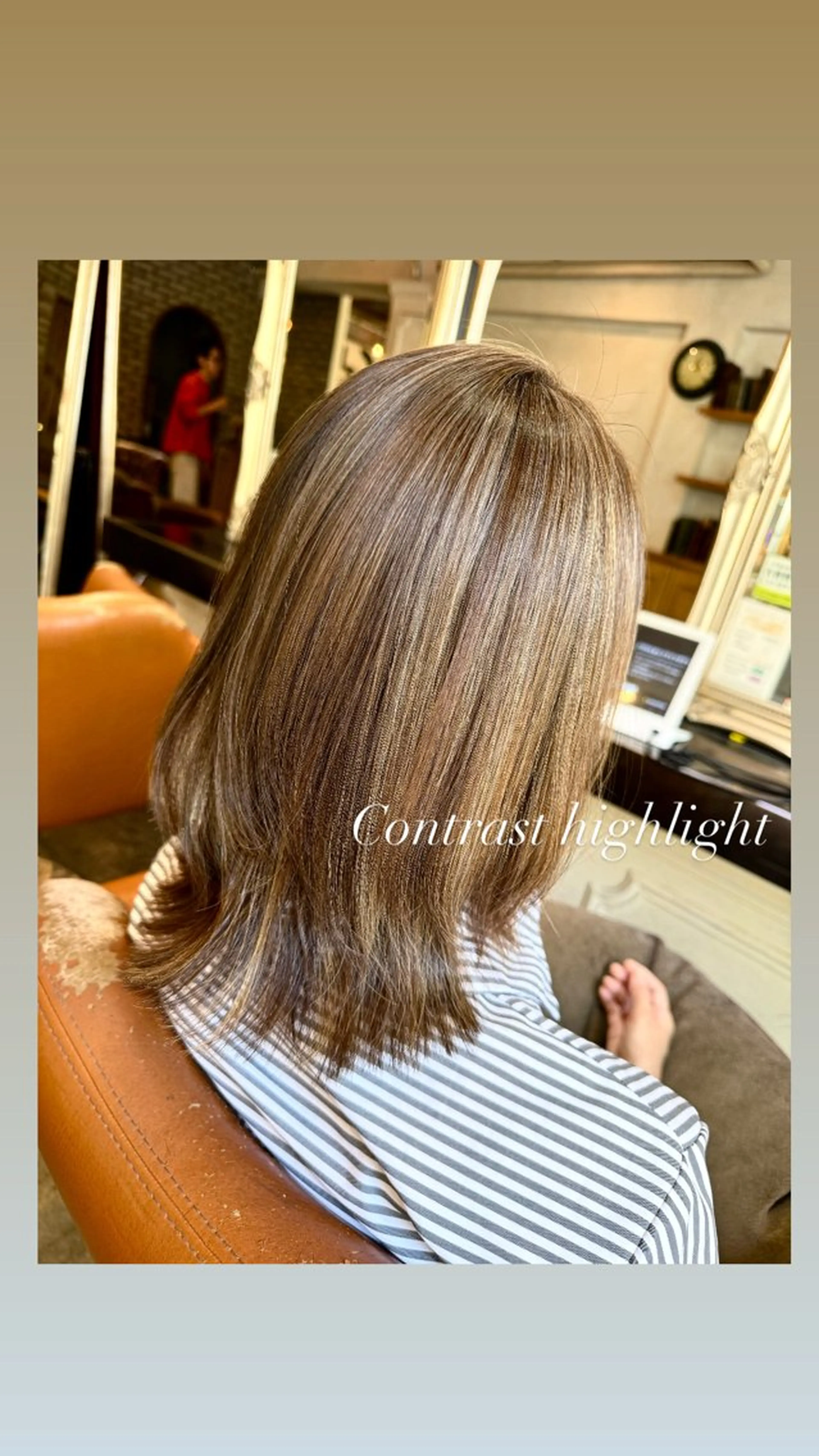 セミロング カラー ハイライトカラー ハイライト レイヤーカット カット ヘアカラー トリートメント 銀座/ダブルカラー/ レイヤーカット/高梨のヘアスタイル