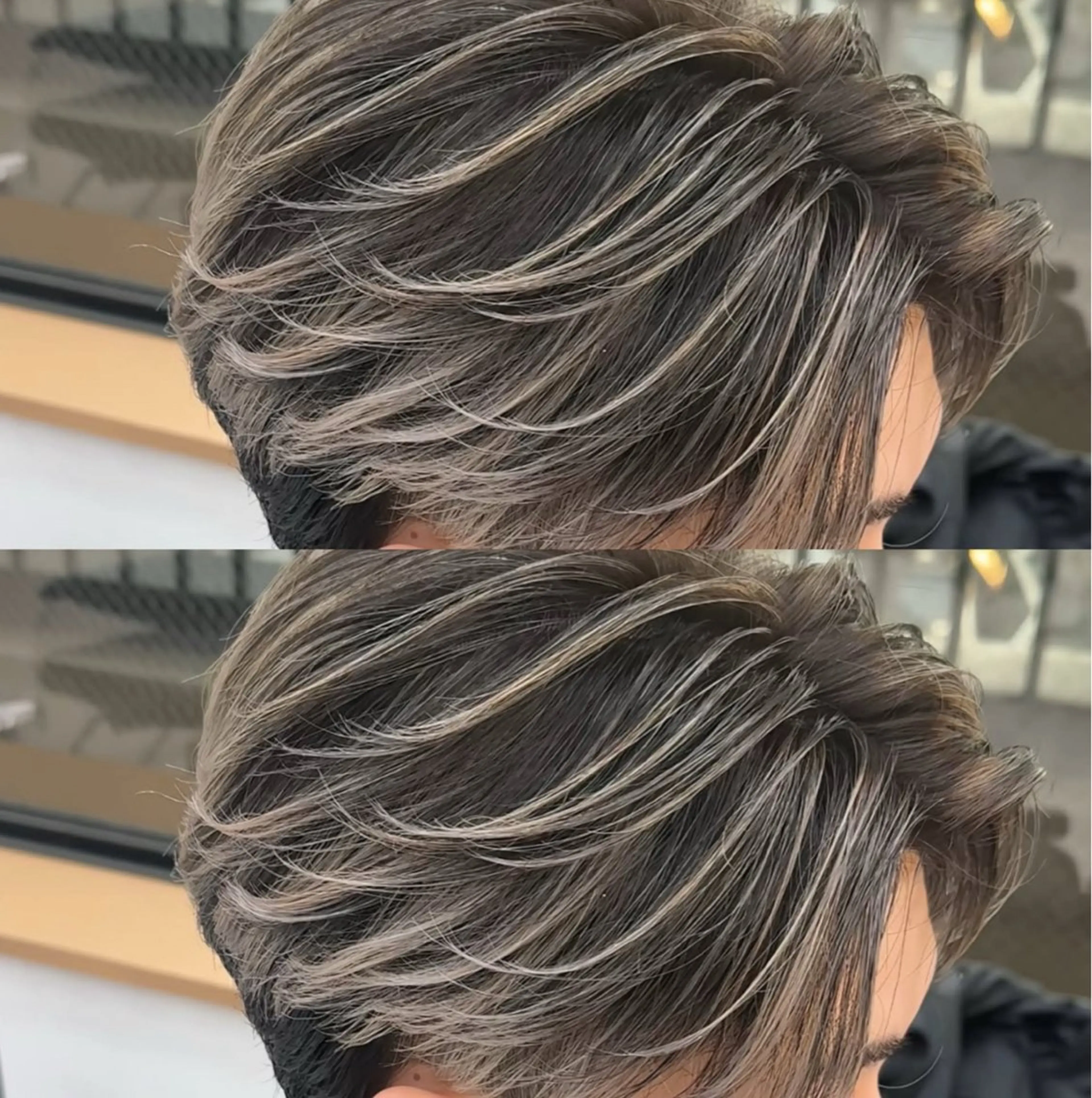 メンズ メンズハイライト メンズメッシュ カット ヘアカラー 白髪ぼかしメッシュ/ 大人メッシュ/ゆうとのヘアスタイル