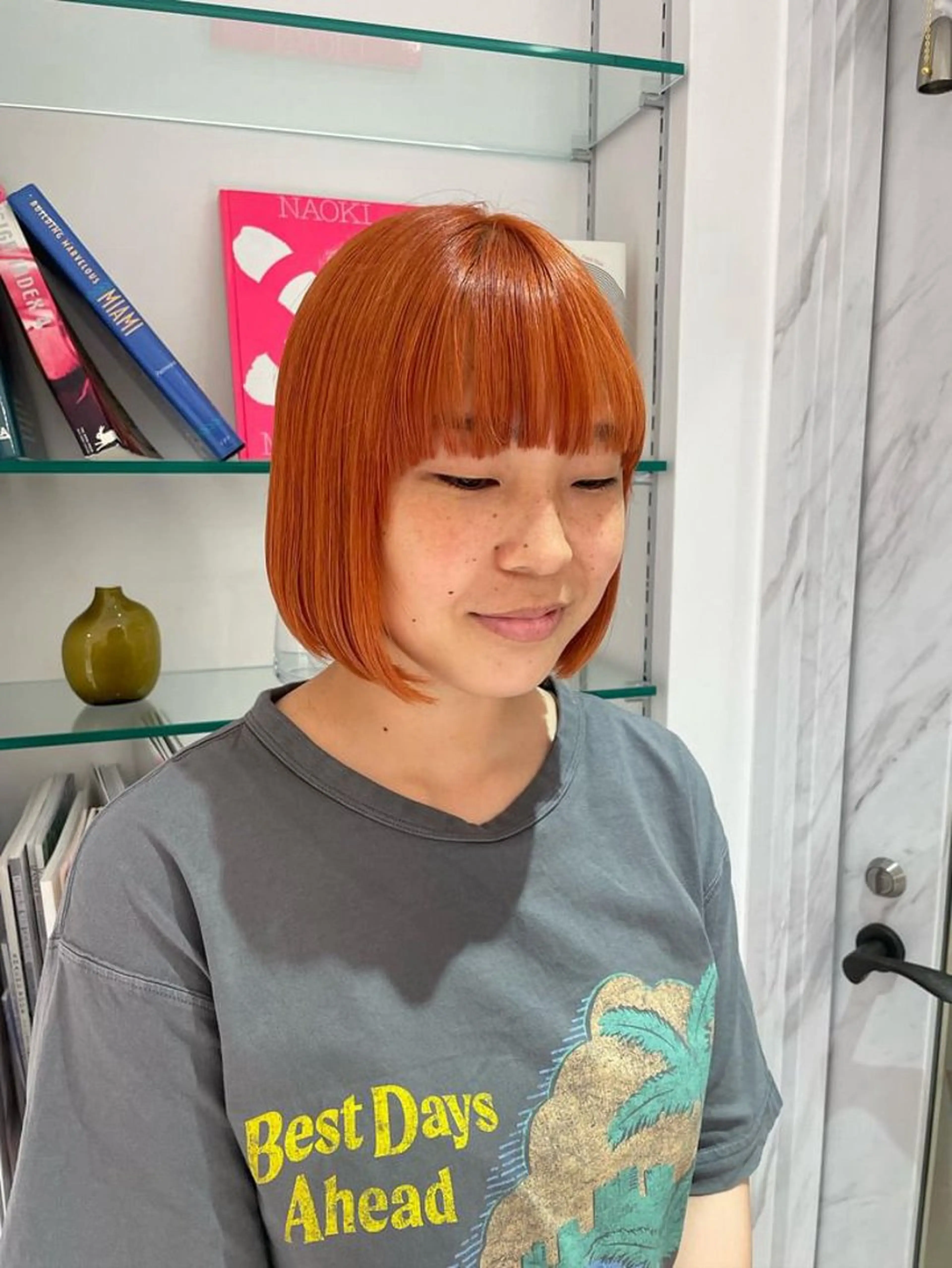 ショート カラー オレンジ ボブ カット ヘアカラー 佐藤 綾郁のヘアスタイル