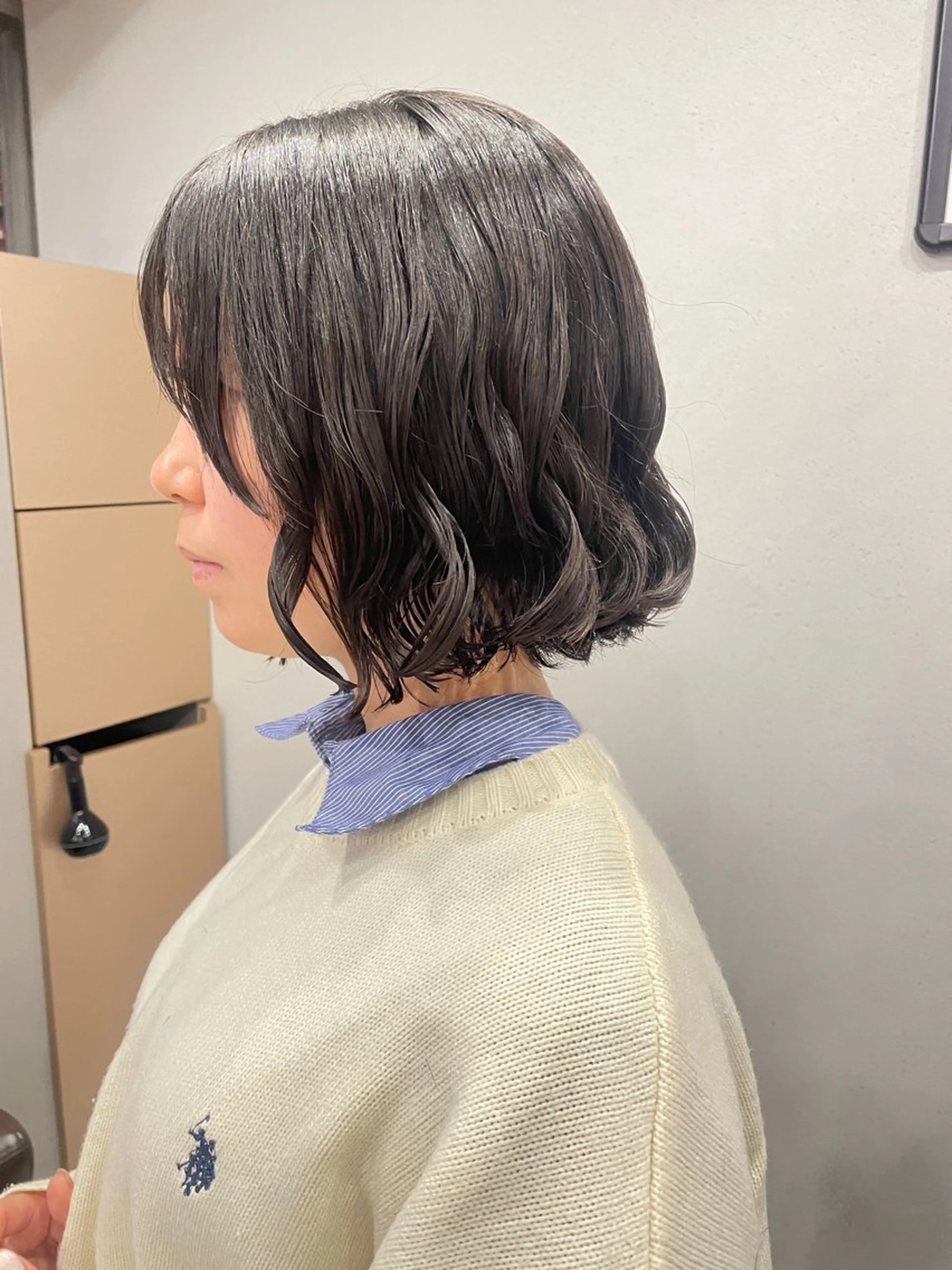 ミディアム カラー パーマ カット パーマ 表参道/ 透明感 colorのヘアスタイル