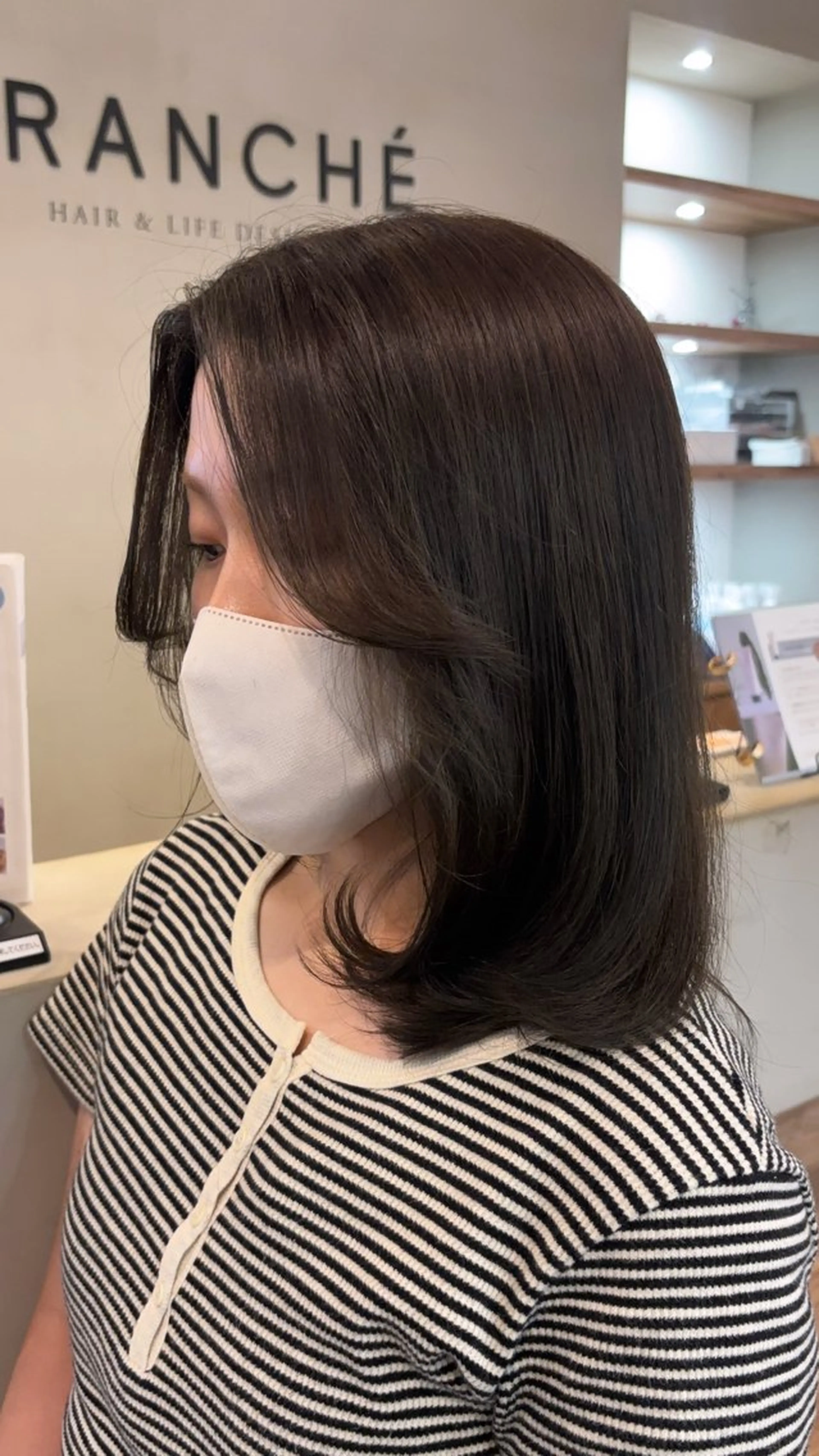 ミディアム カラー オリーブカラー レイヤーカット カット ヘアカラー 春日井/透明感カラー 大人カラー／高木琉菜のヘアスタイル