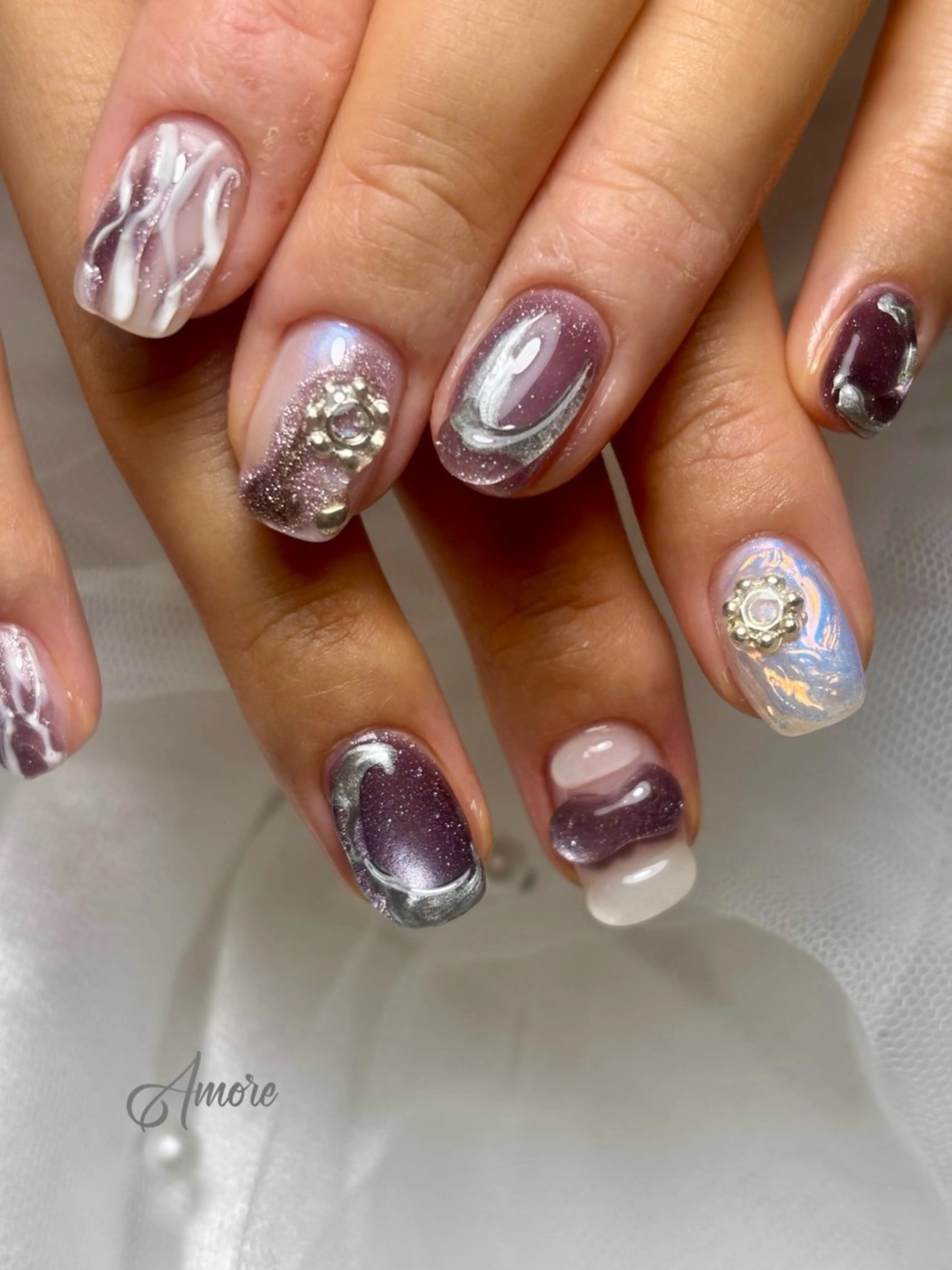 ネイル 桜ネイル ジェルネイル キラキラネイル 韓国ネイル マグネットネイル You kyehwaのネイルデザイン