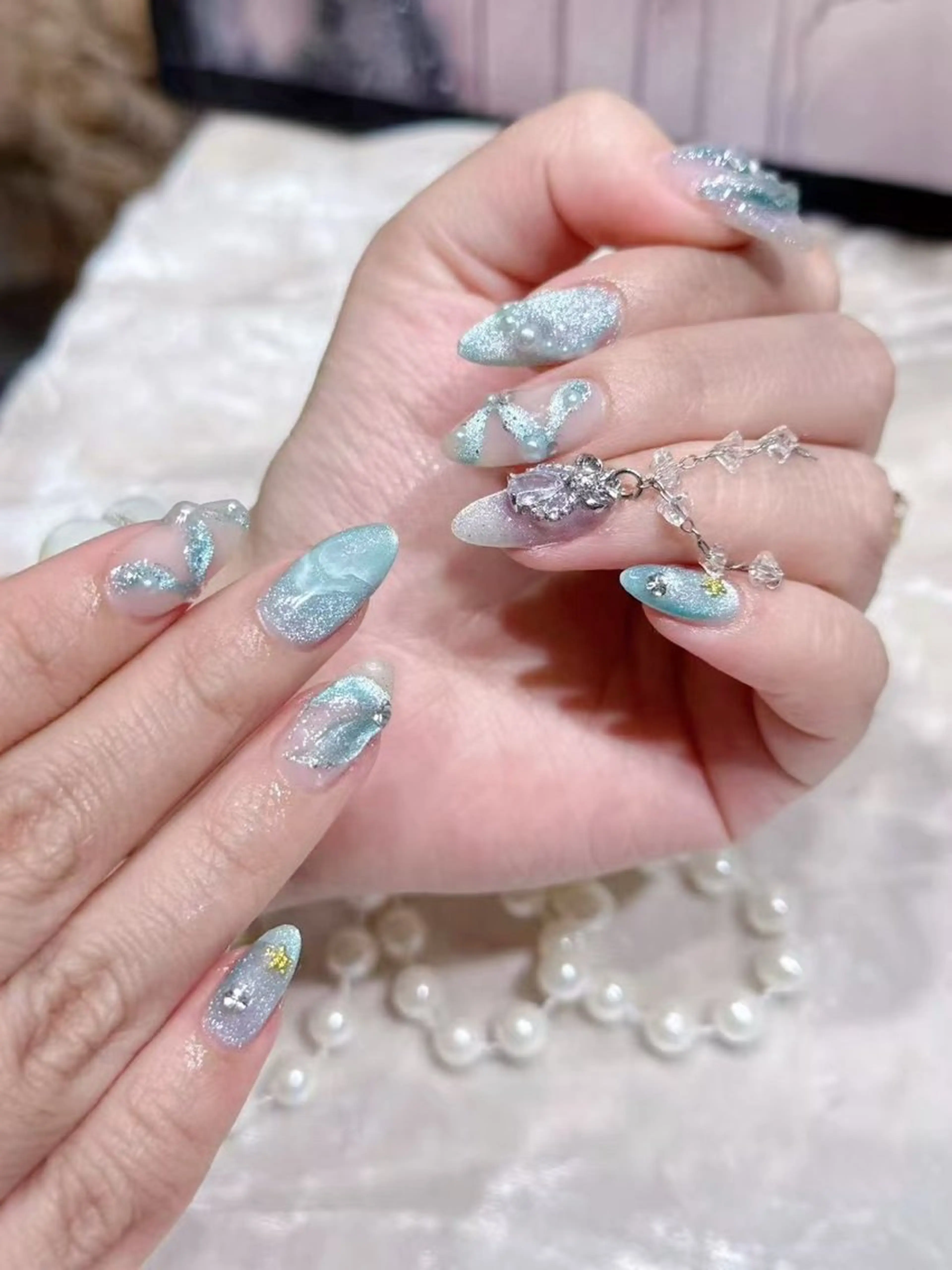 ネイル アートネイル フットネイル ジェルネイル ハート マグネットネイル Babarla Nailのネイルデザイン