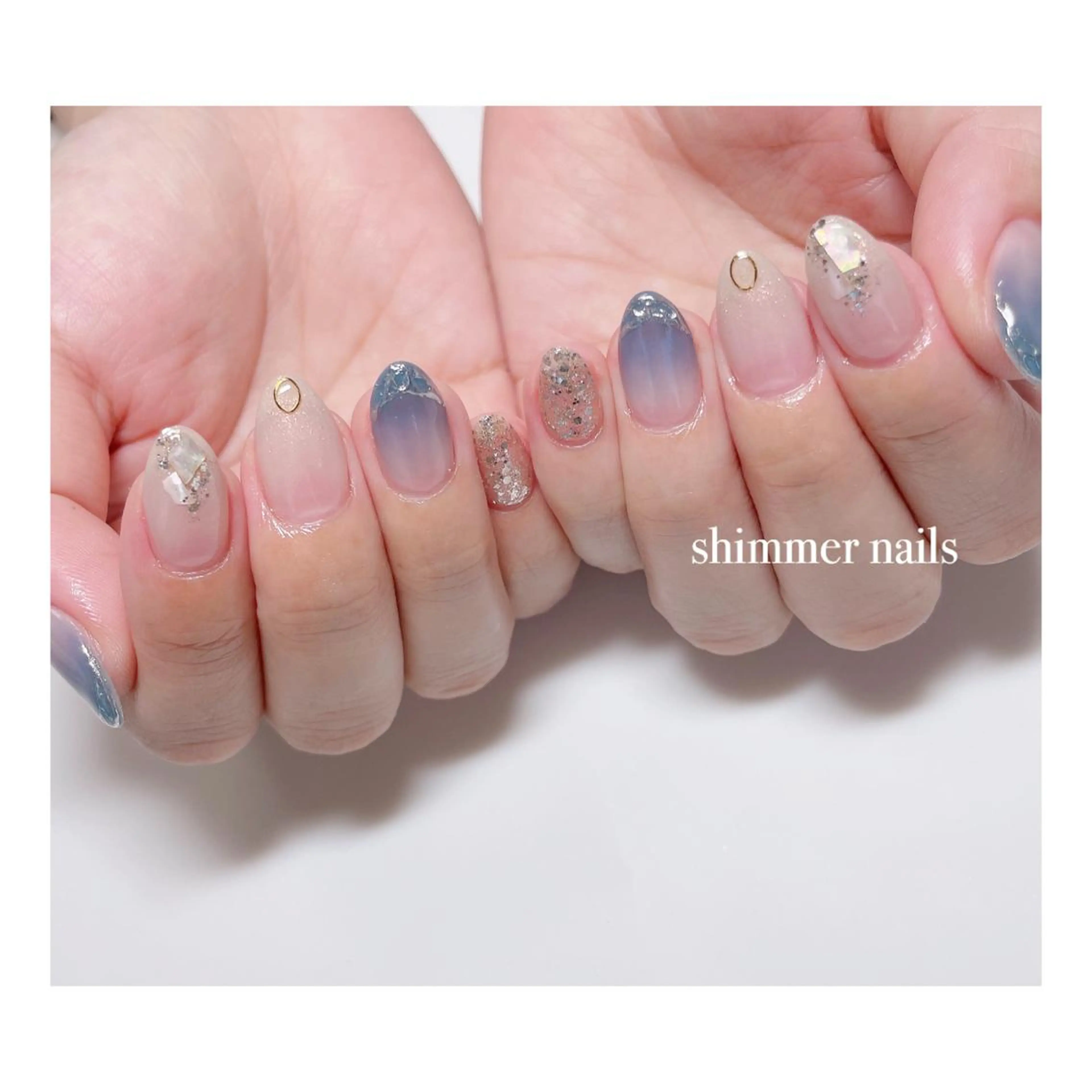 ネイル ブルー shimmer nailsのネイルデザイン