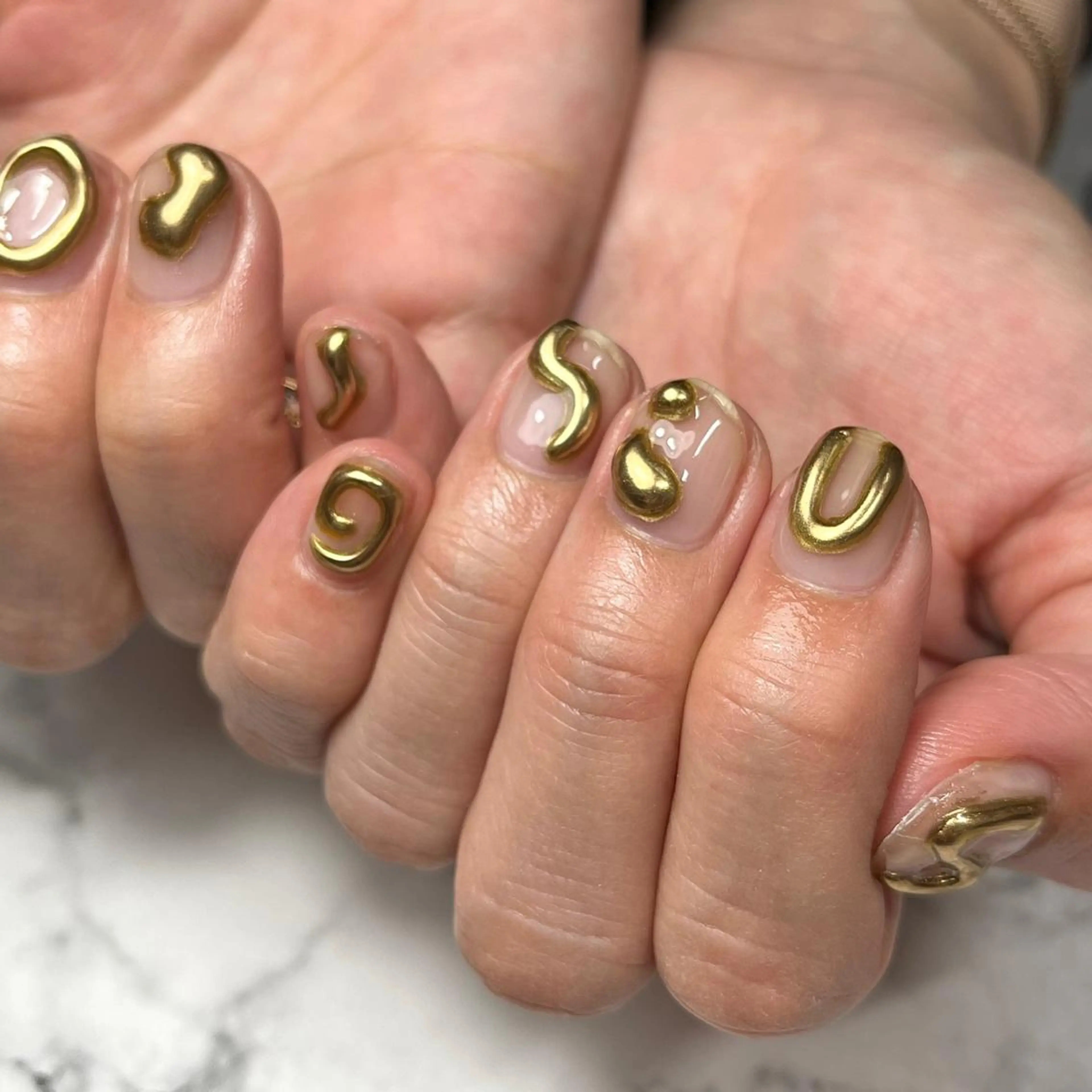 ネイル アートネイル クリアネイル ジェルネイル ゴールド 韓国ネイル ハンドネイル NAIL NOWのネイルデザイン