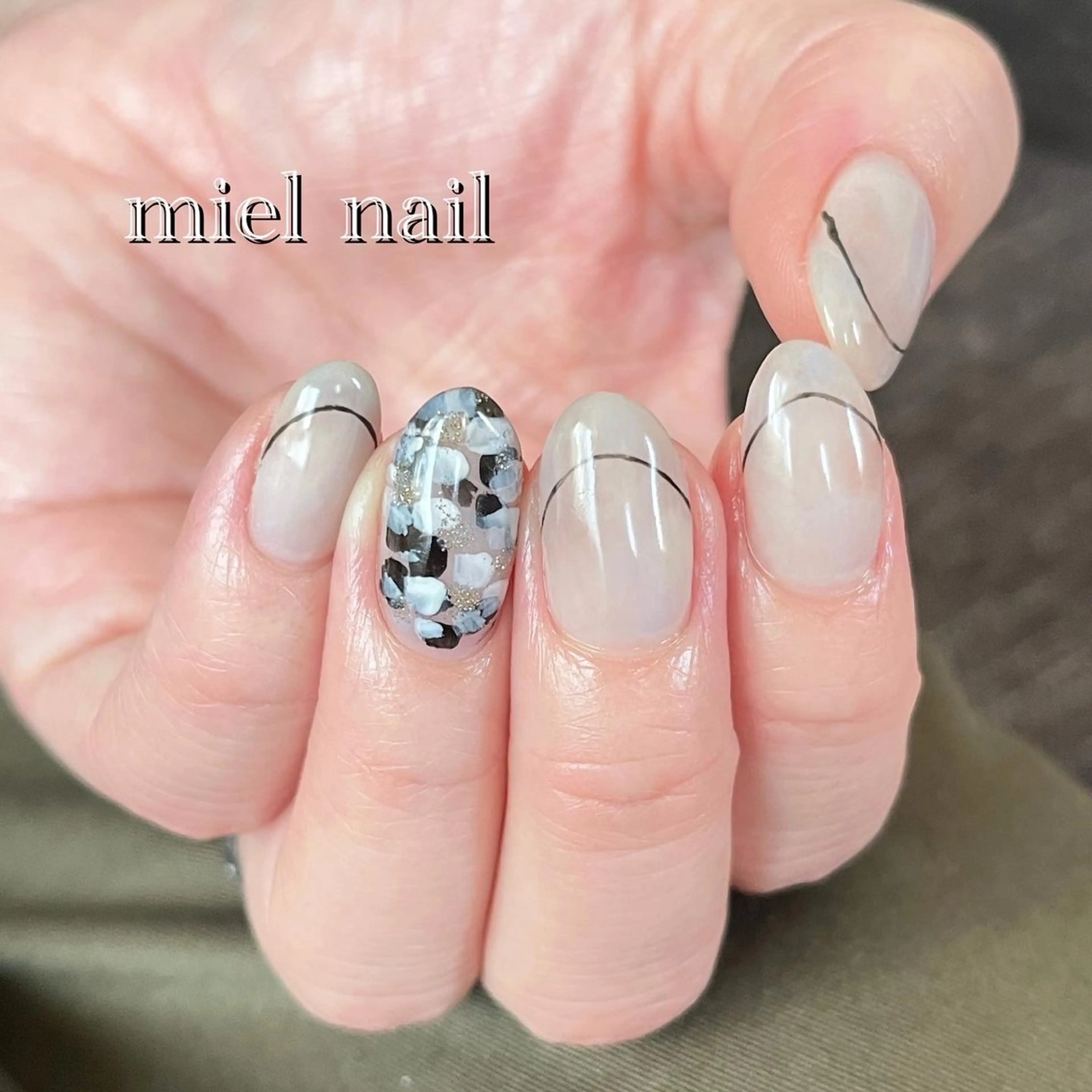 ネイル フレンチネイル 大理石ネイル(マーブル) ハンドネイル miel nailのネイルデザイン