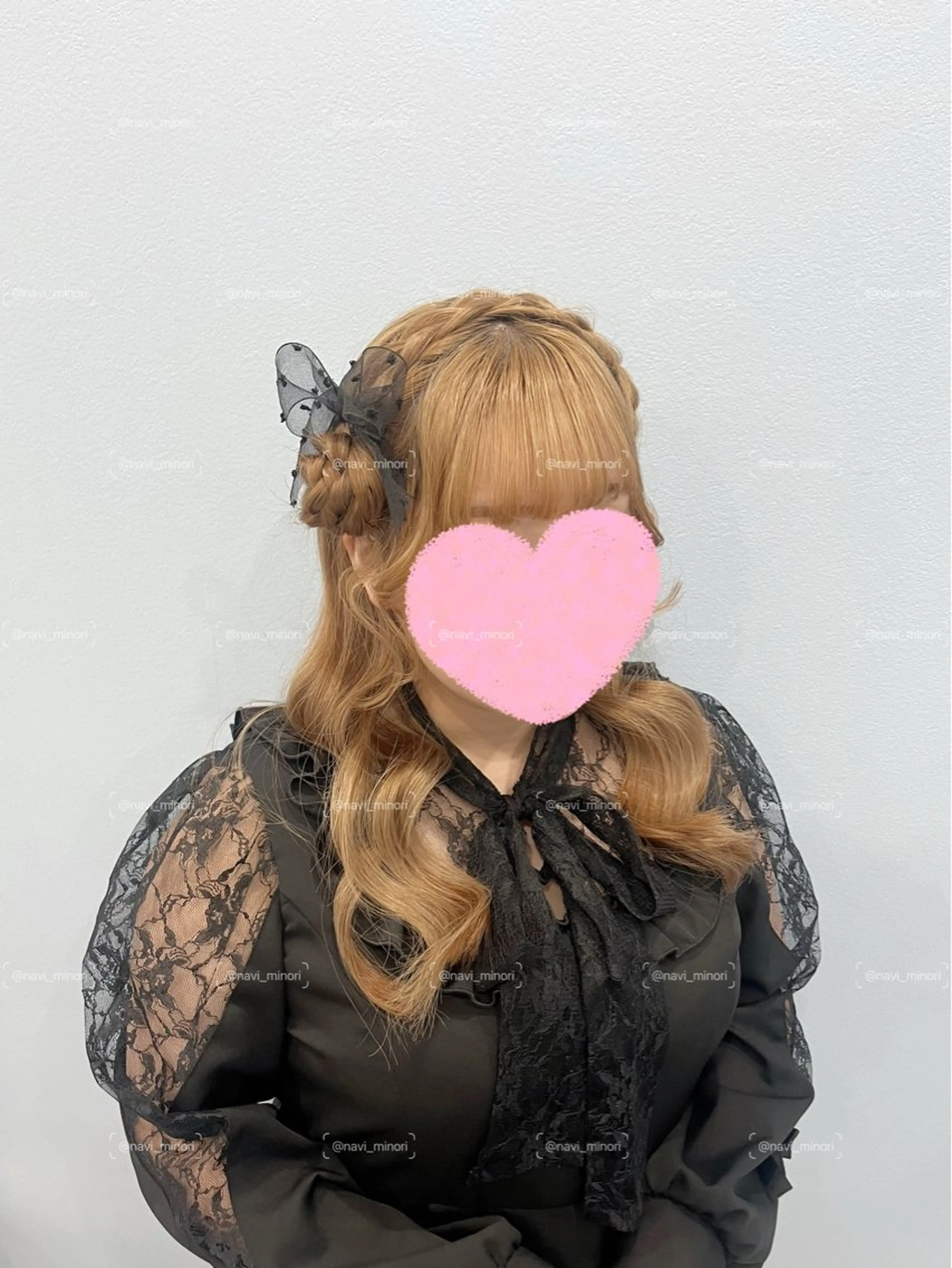 セミロング ヘアアレンジ お団子ヘア ヨシンモリ ヘアセット navi minoriのヘアスタイル