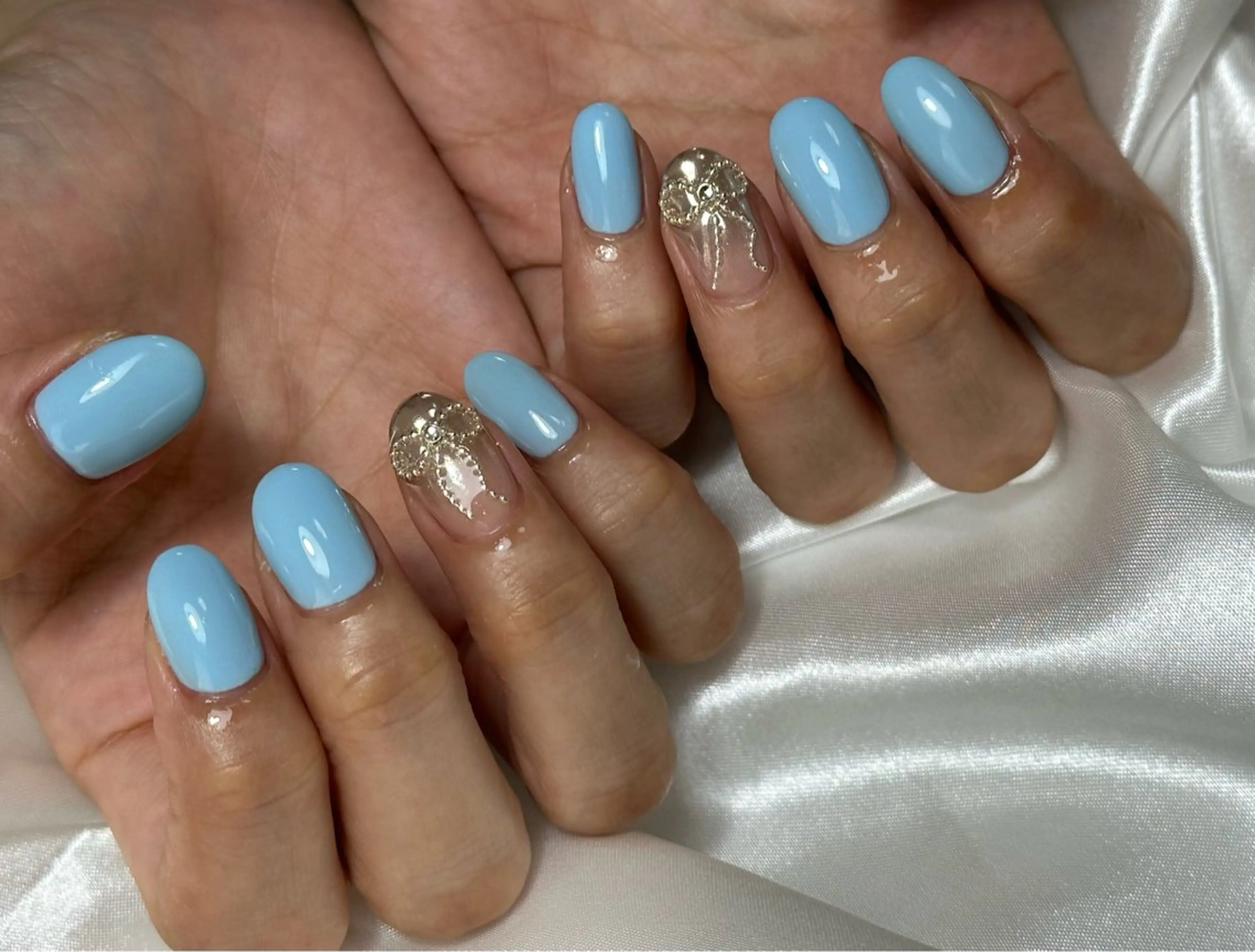 ネイル リボン ハンドネイル three 0 nail spaceのネイルデザイン