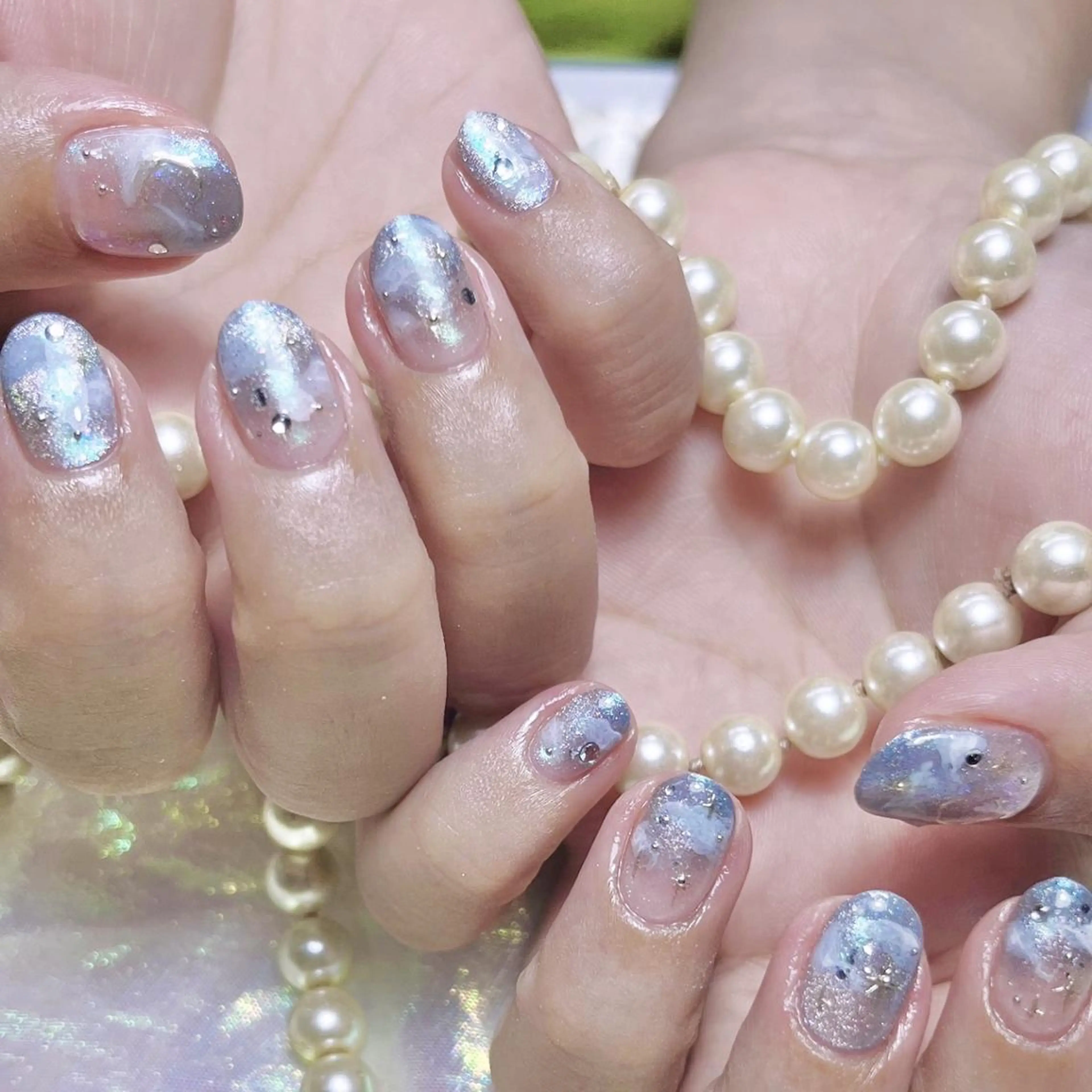 ネイル ブルー irisee fleur渋谷のネイルデザイン