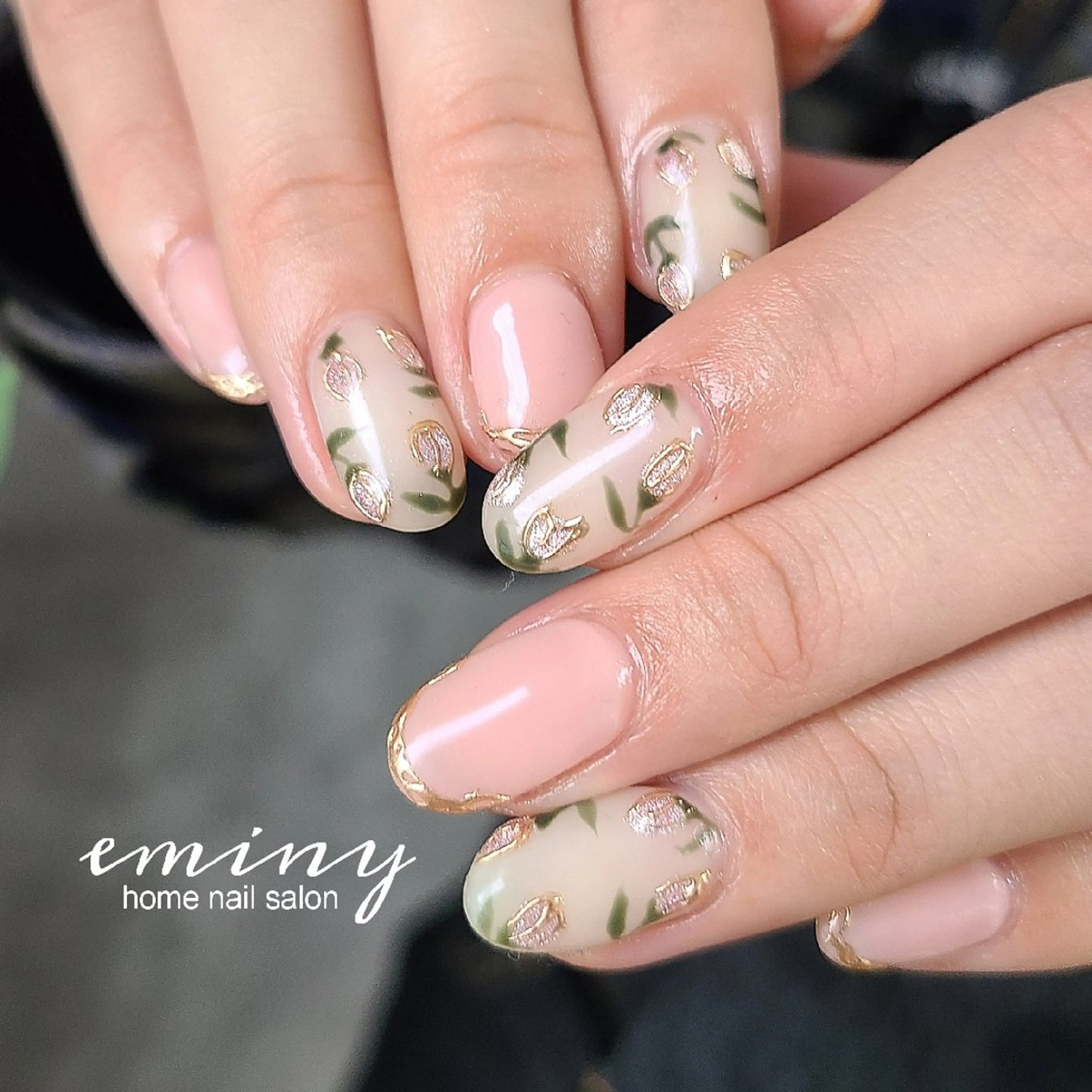 ネイル フラワーネイル ジェルネイル 韓国ネイル マグネットネイル ミラーネイル ハンドネイル nail salon  eminyのネイルデザイン